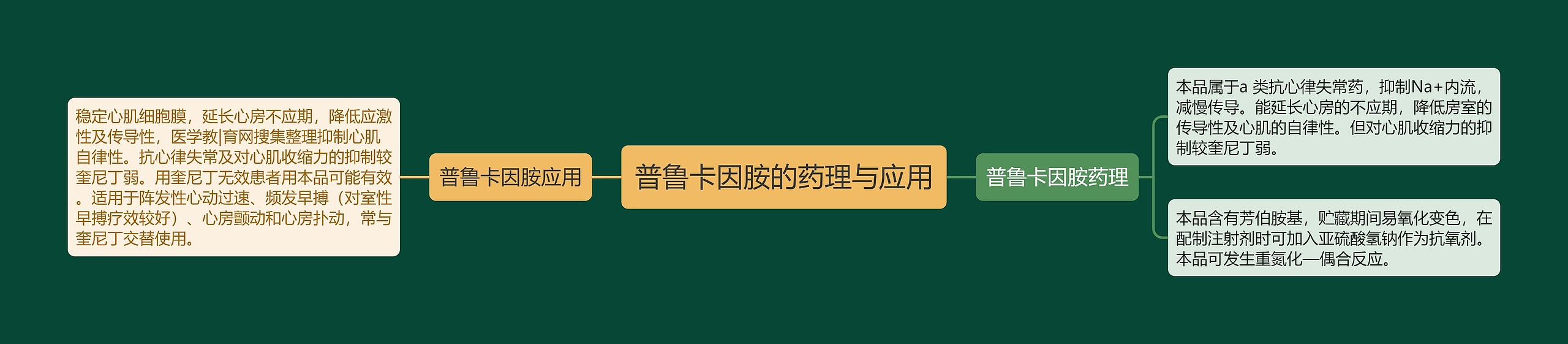 普鲁卡因胺的药理与应用思维导图