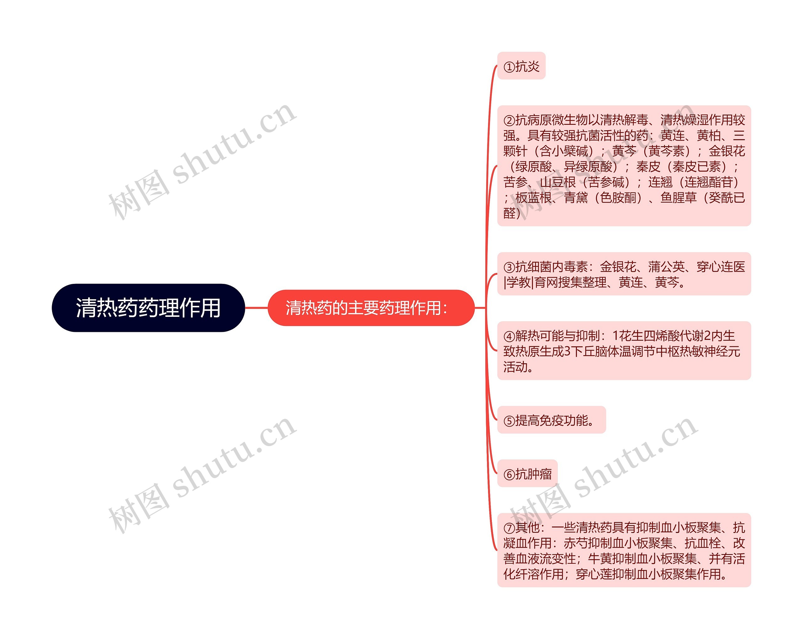 清热药药理作用思维导图