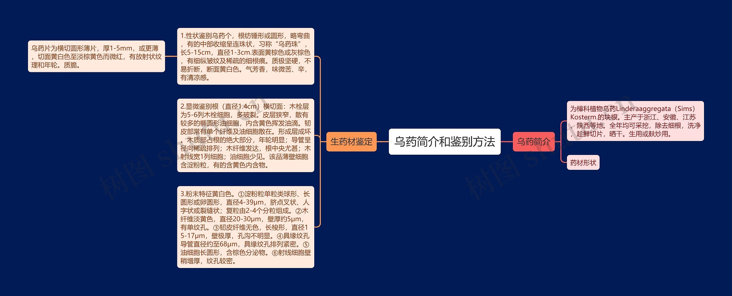 乌药简介和鉴别方法思维导图