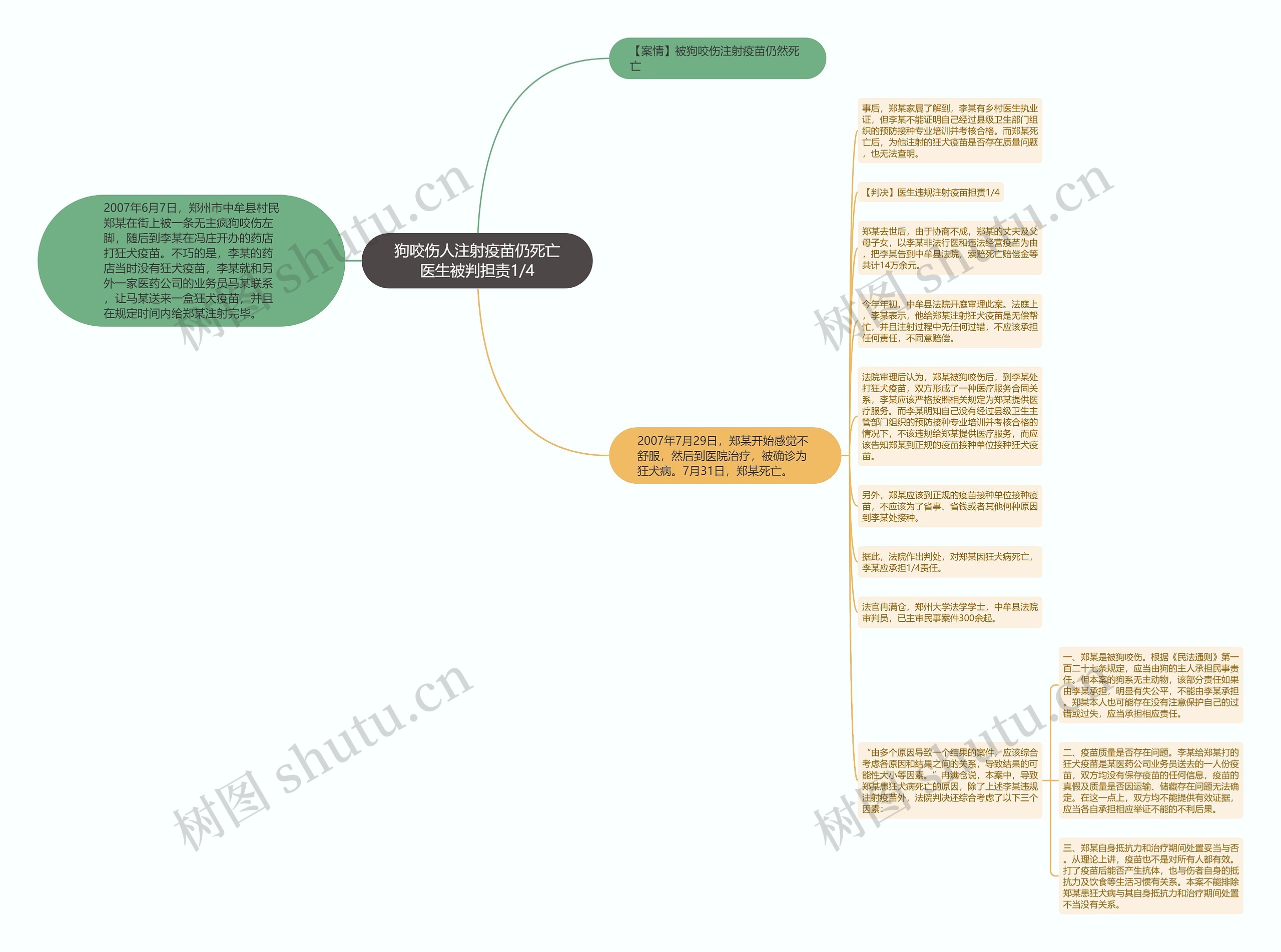 狗咬伤人注射疫苗仍死亡医生被判担责1/4思维导图