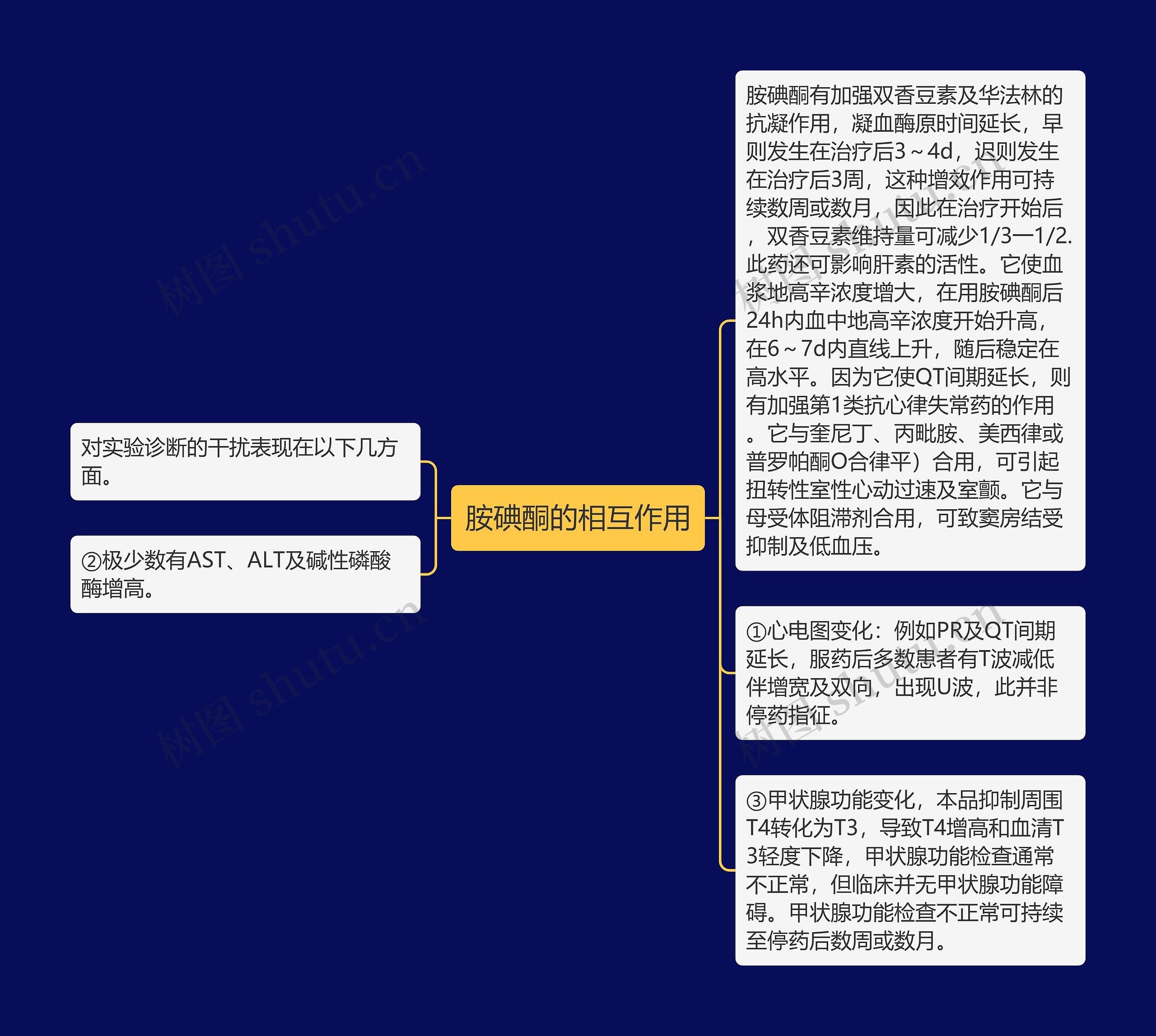 胺碘酮的相互作用思维导图