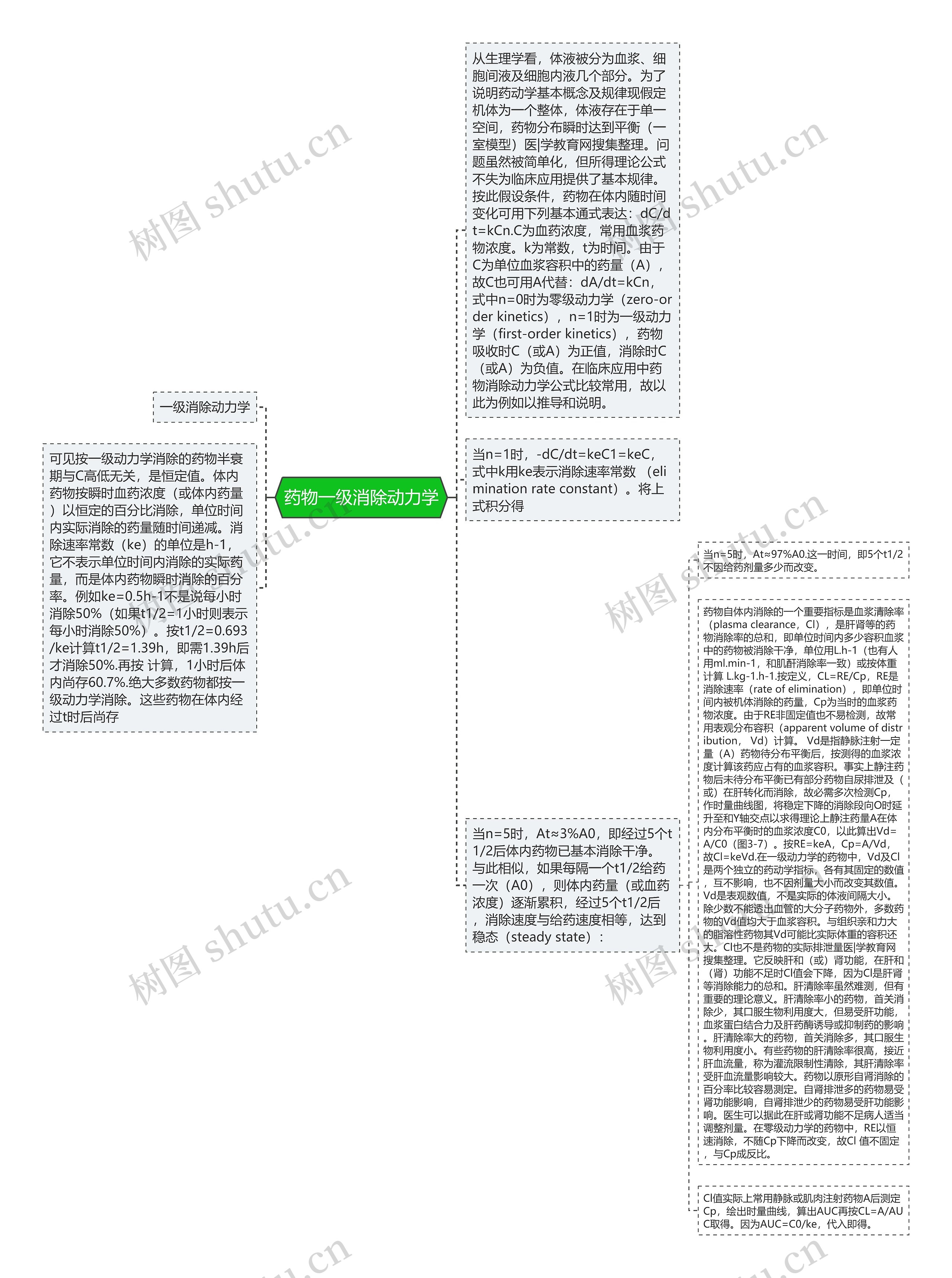 药物一级消除动力学思维导图