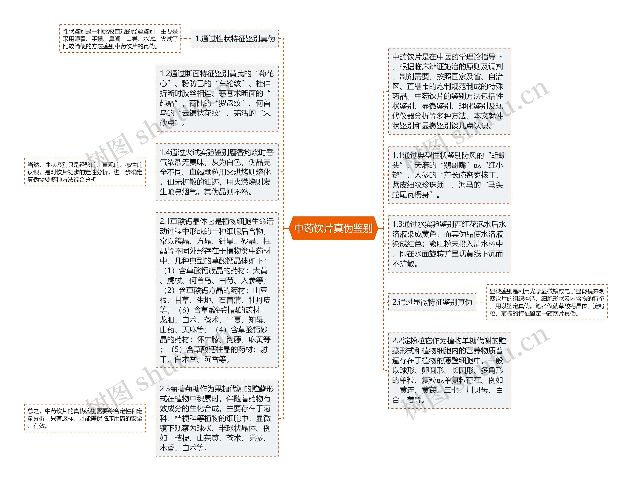 中药饮片真伪鉴别思维导图