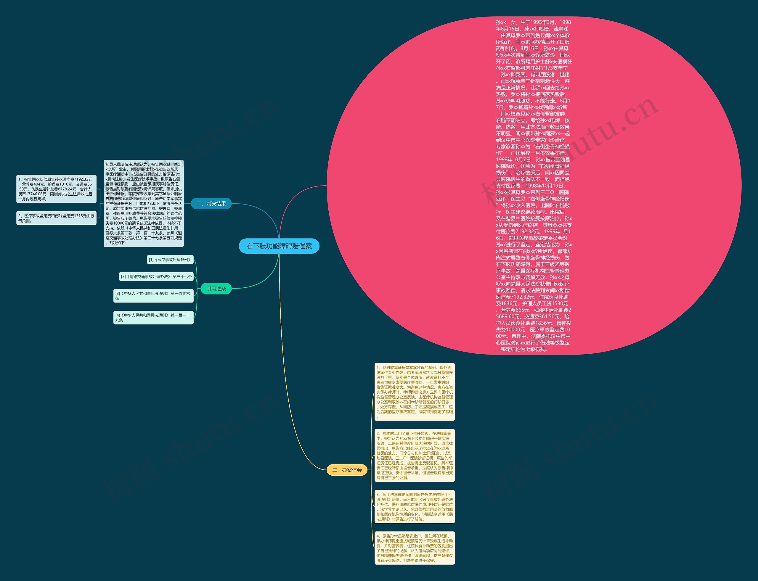 右下肢功能障碍赔偿案思维导图