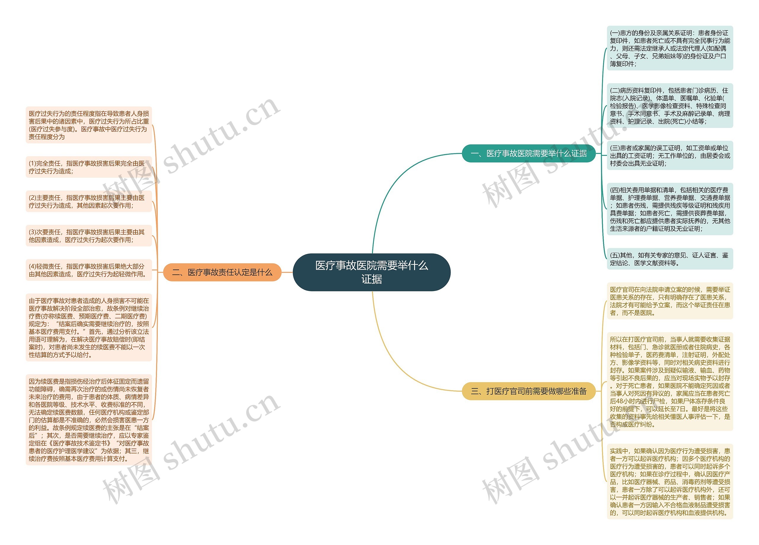 医疗事故医院需要举什么证据思维导图
