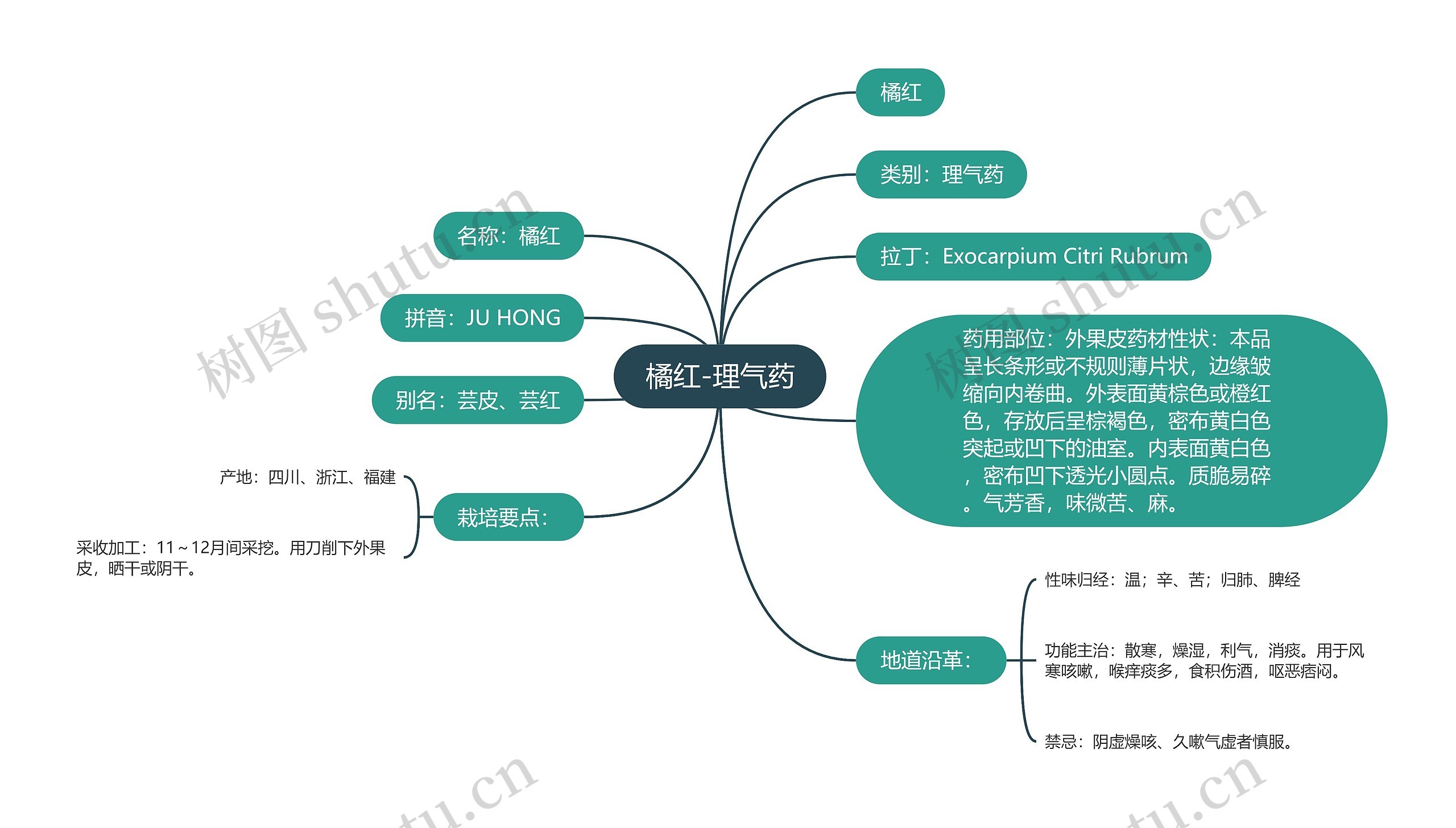 橘红-理气药思维导图