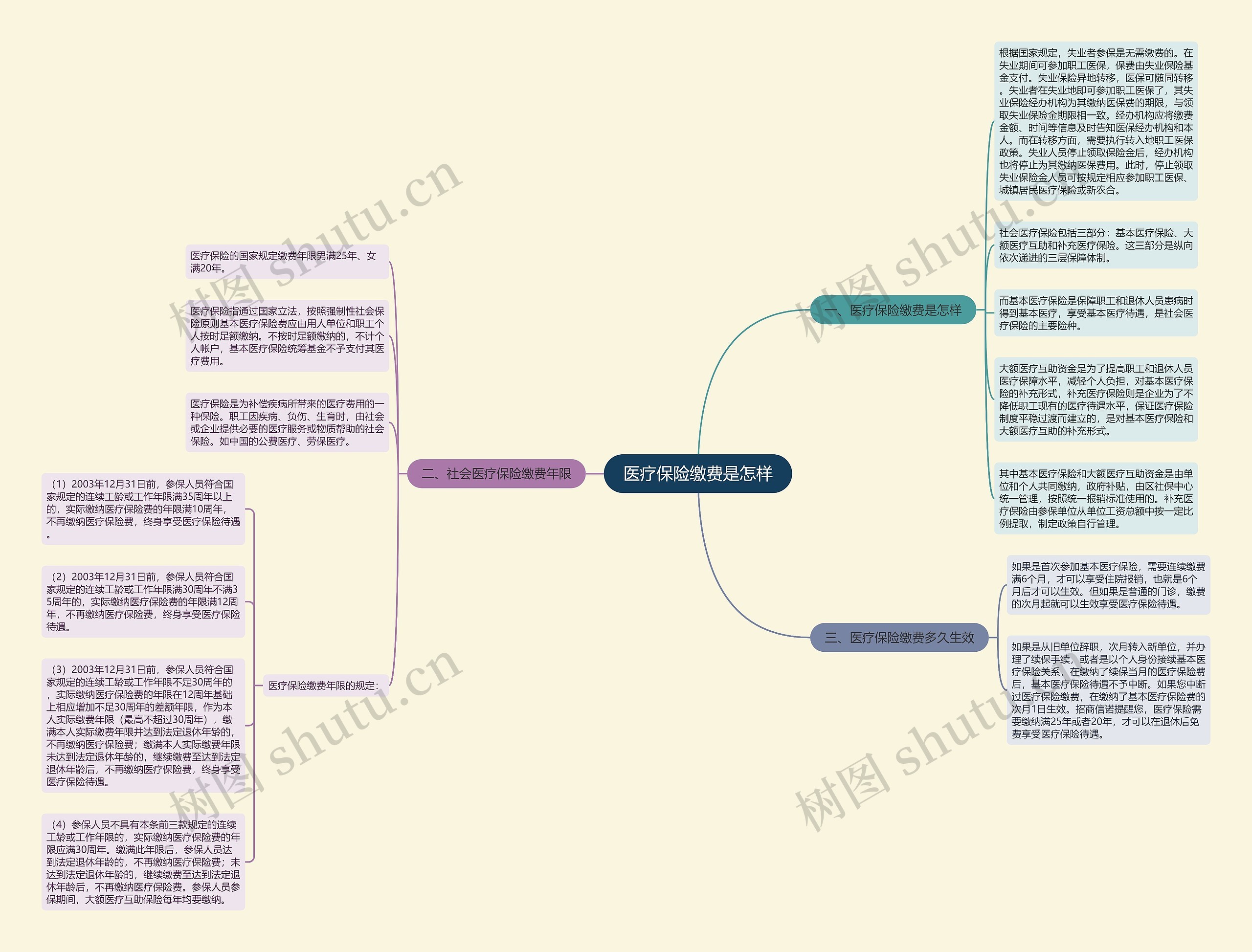 医疗保险缴费是怎样思维导图