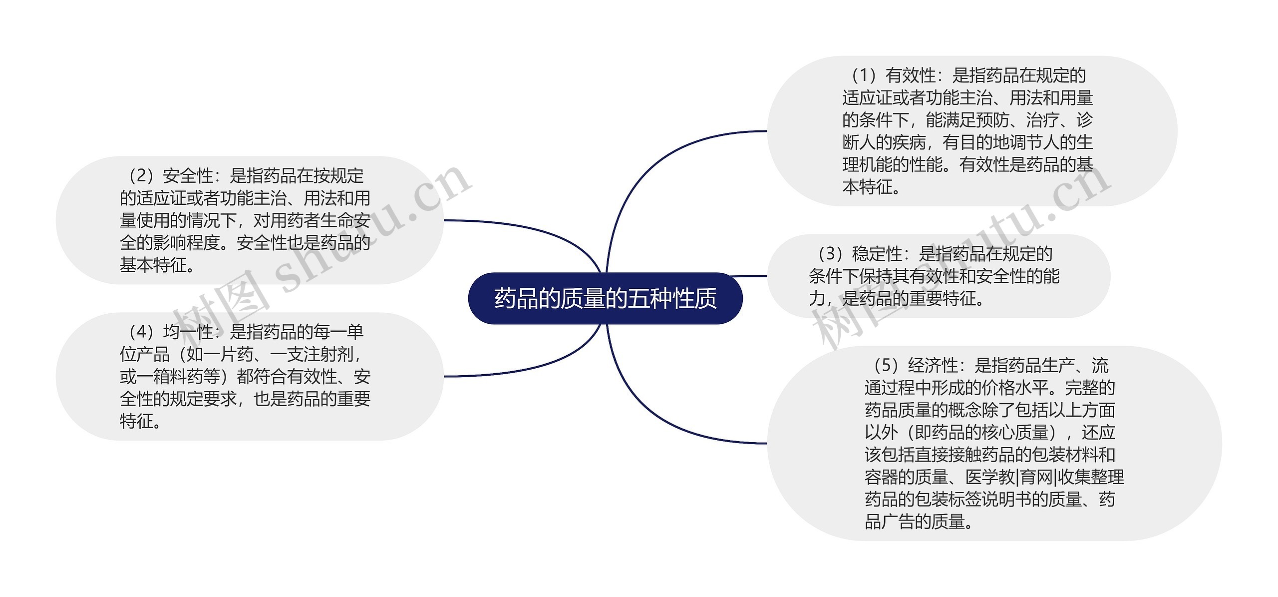 药品的质量的五种性质思维导图