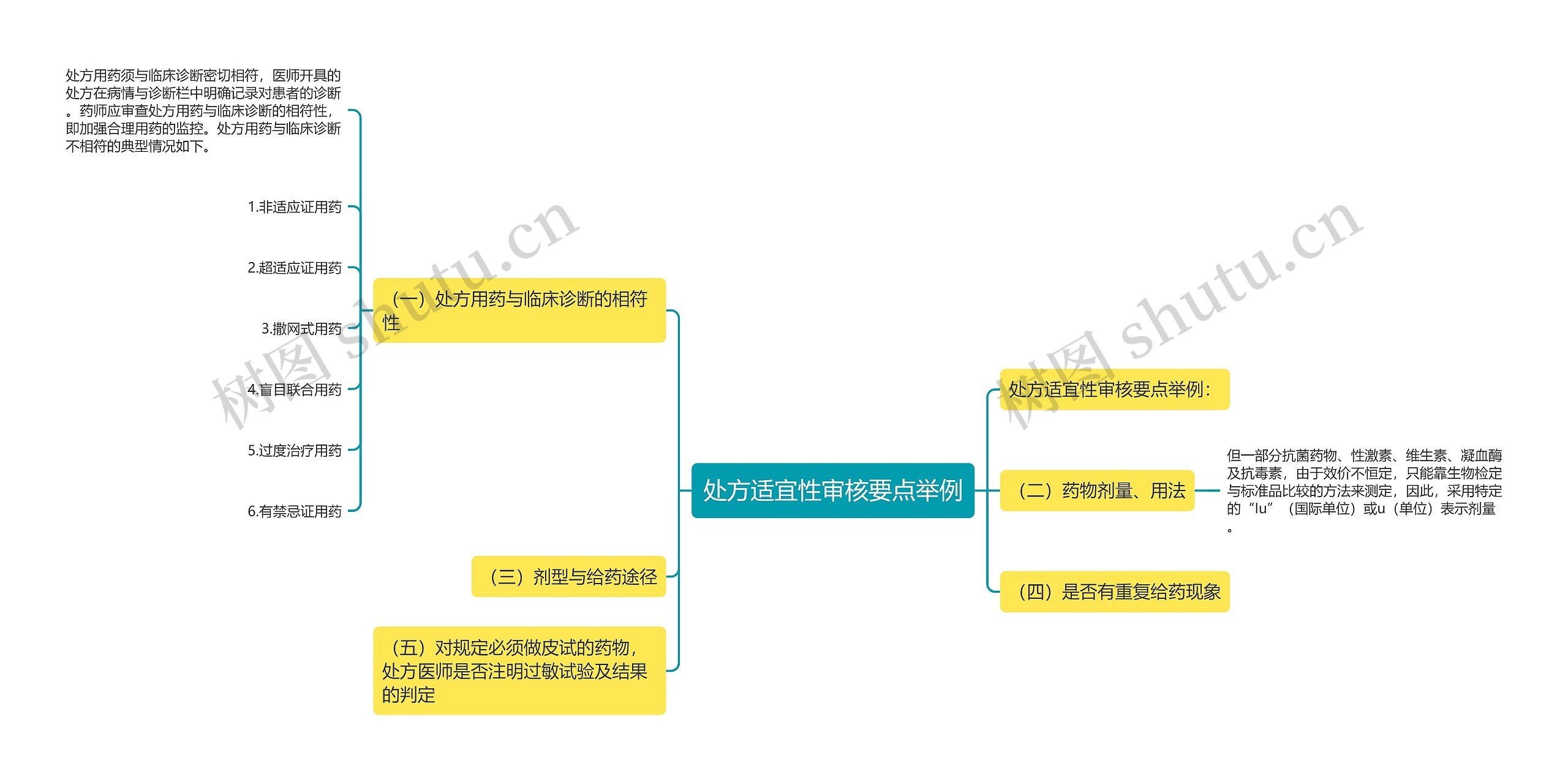 处方适宜性审核要点举例思维导图