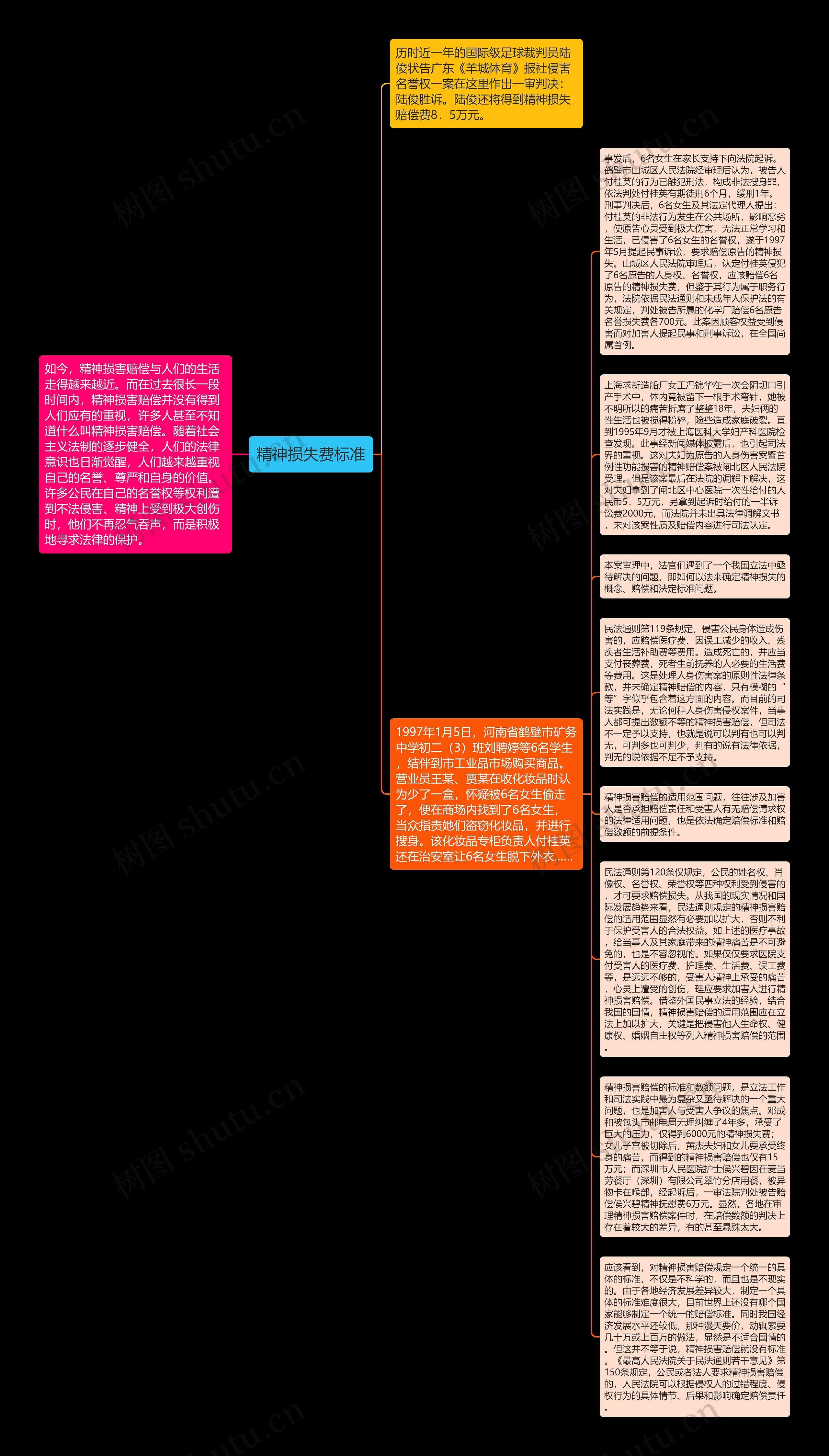 精神损失费标准思维导图