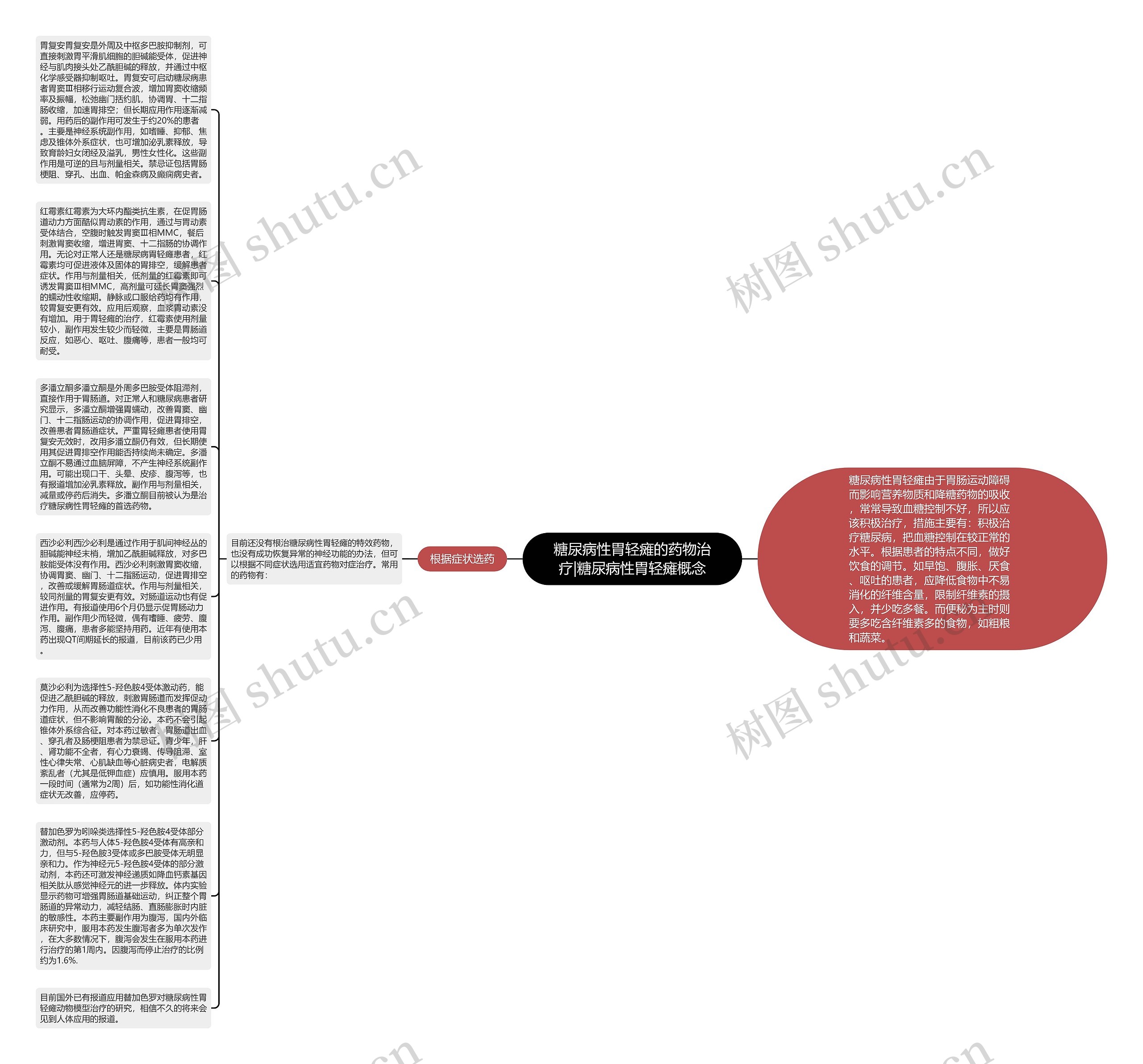 糖尿病性胃轻瘫的药物治疗|糖尿病性胃轻瘫概念思维导图