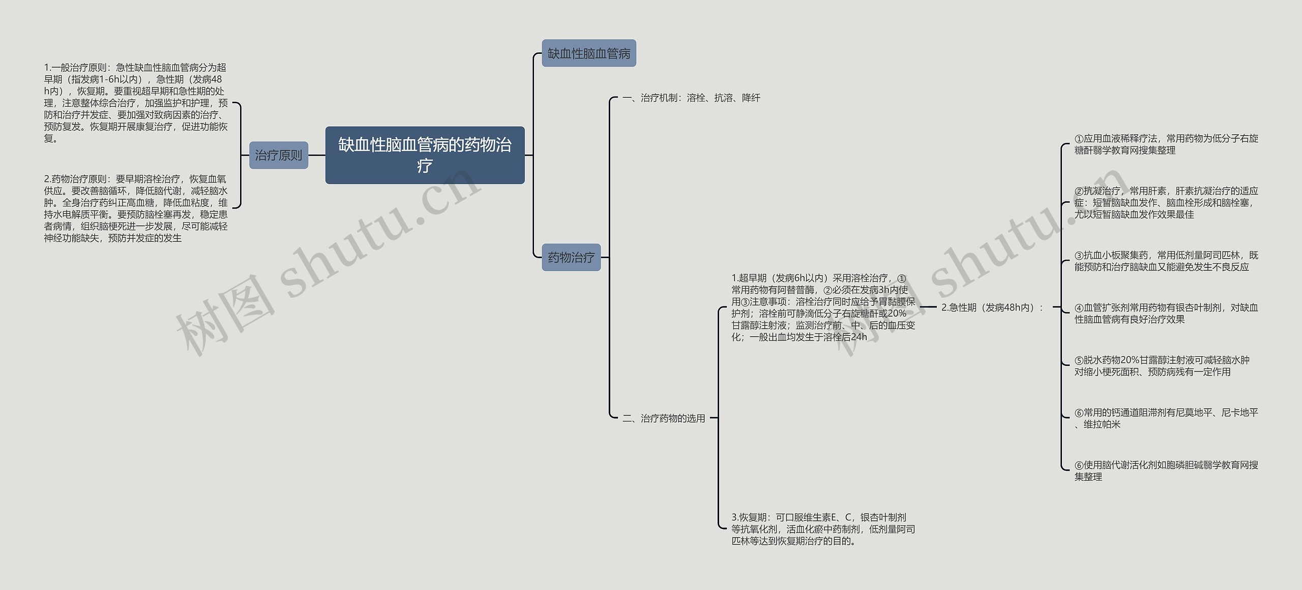 缺血性脑血管病的药物治疗思维导图