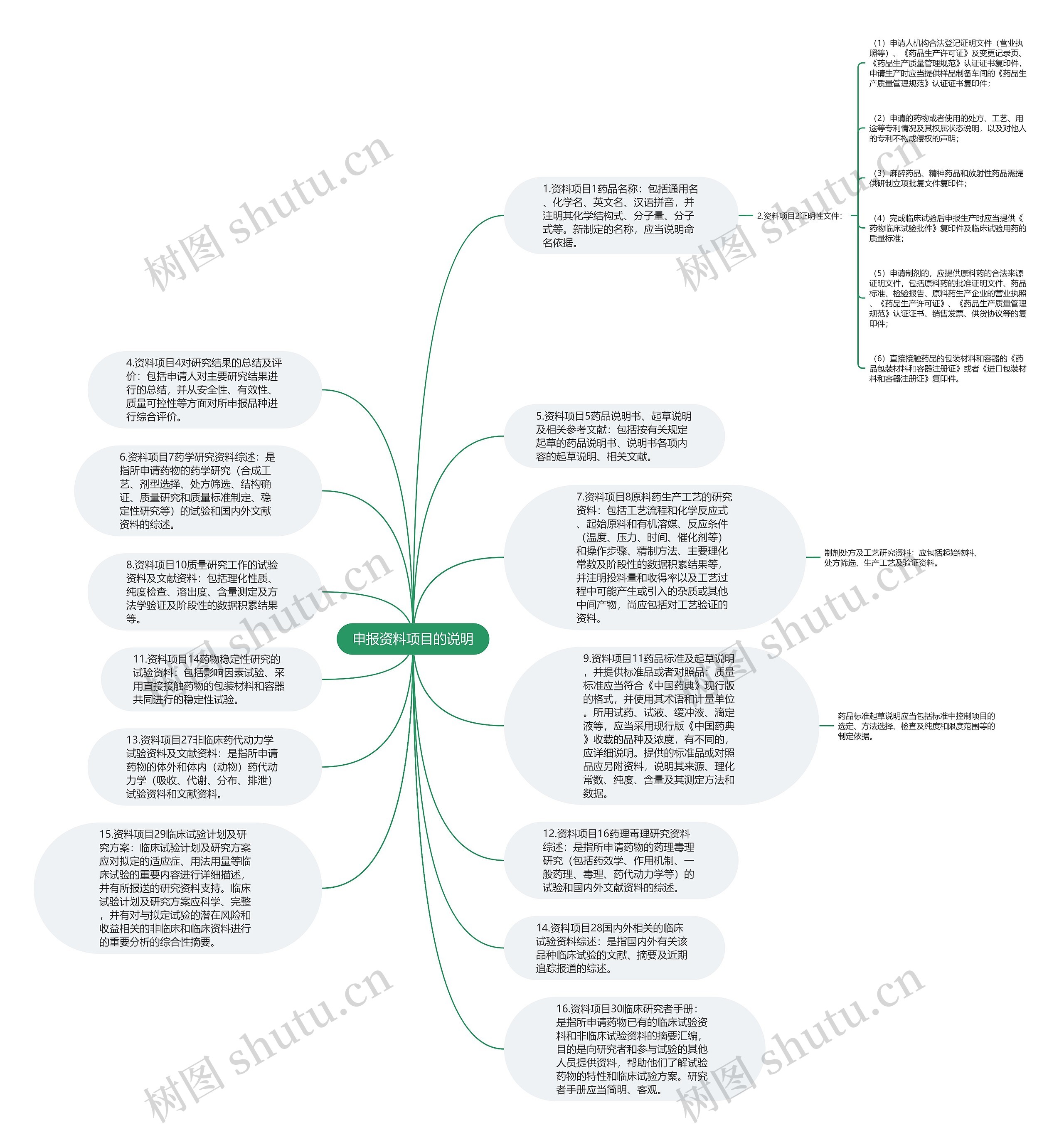 申报资料项目的说明思维导图