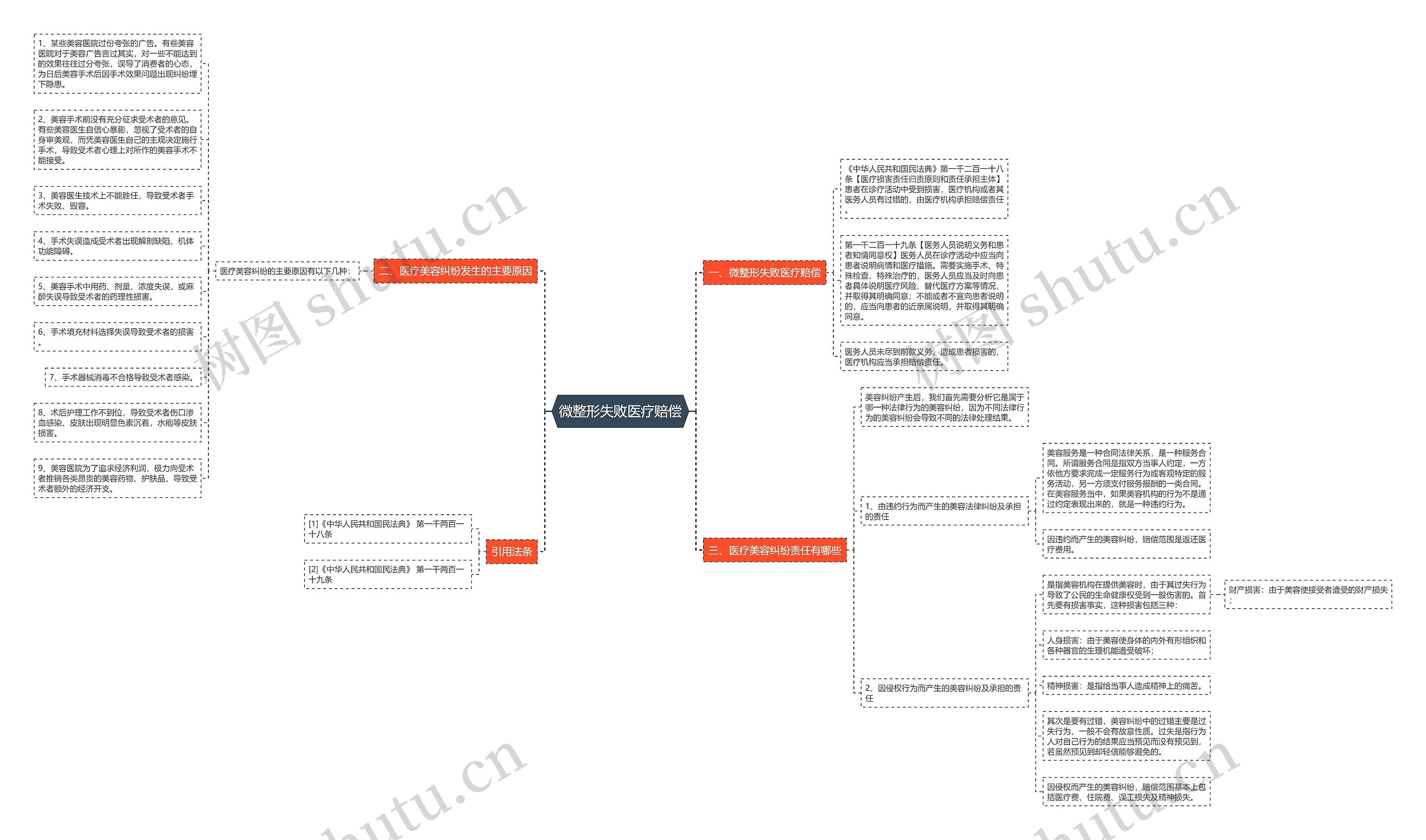 微整形失败医疗赔偿思维导图
