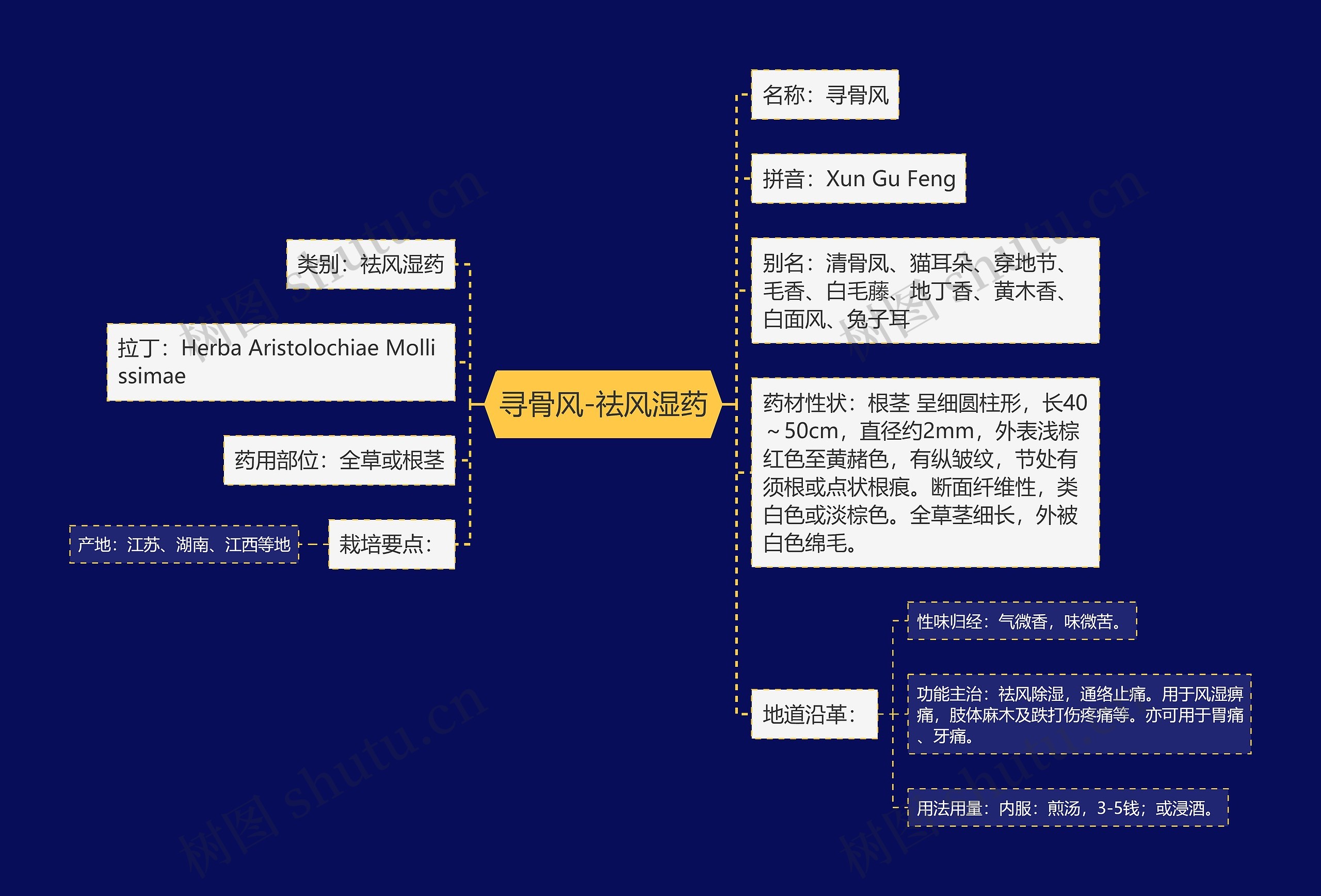 寻骨风-祛风湿药思维导图