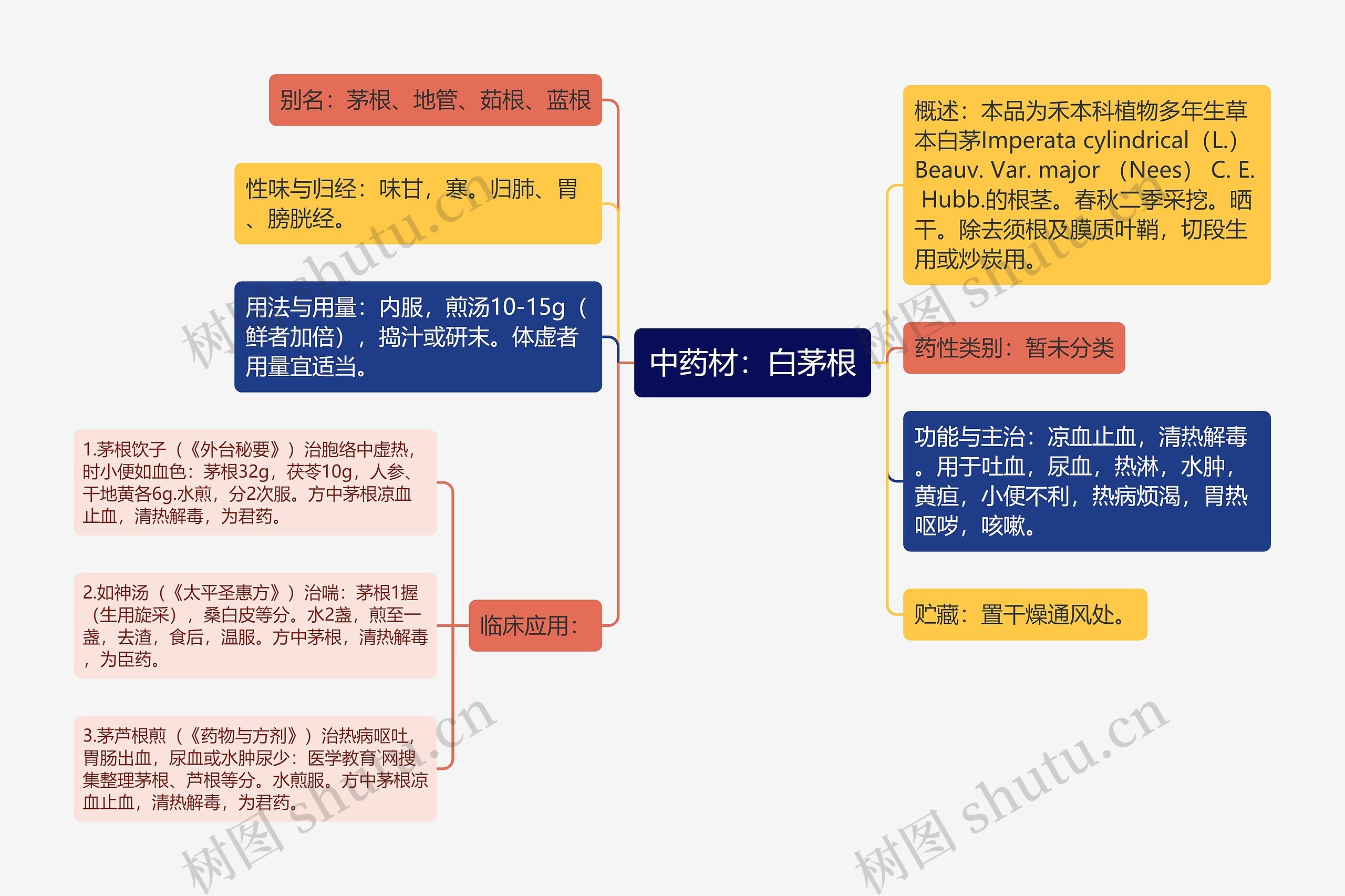 中药材：白茅根思维导图