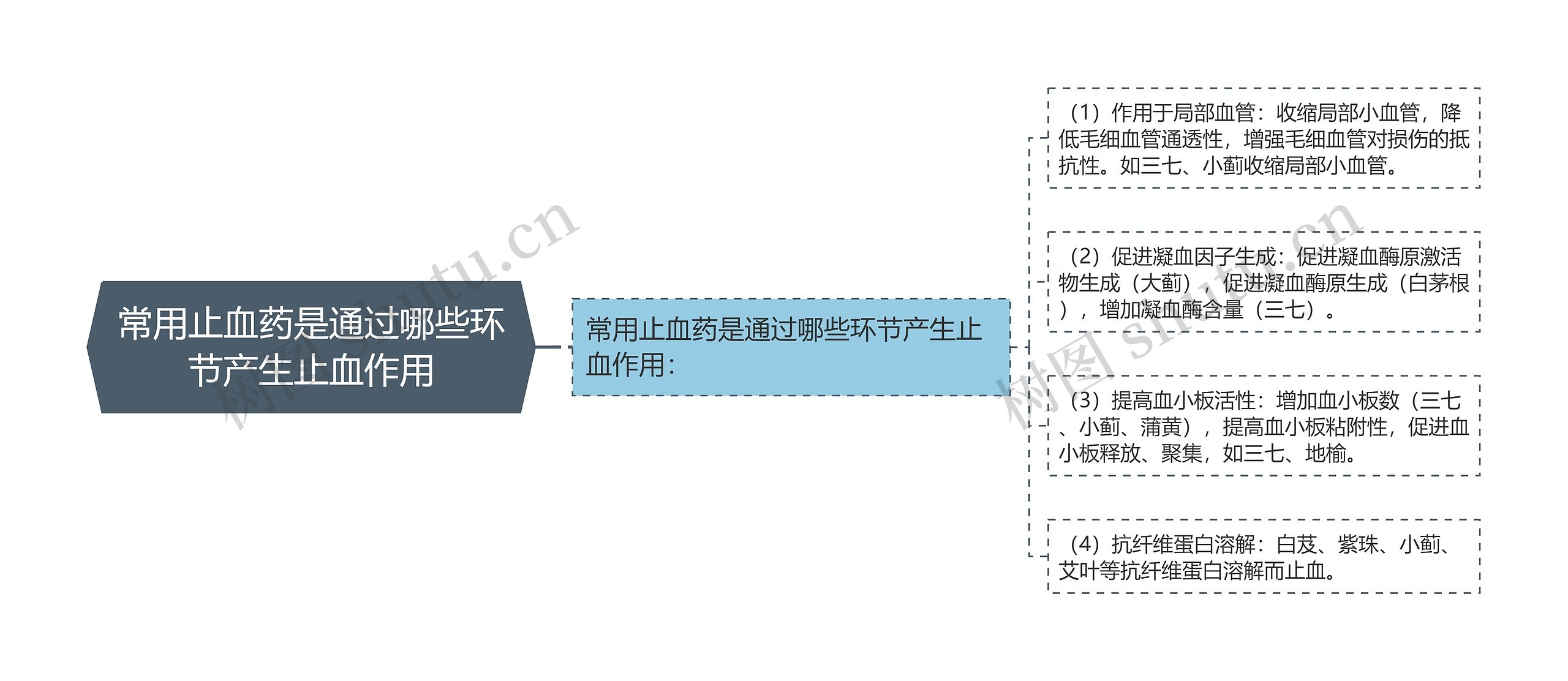 常用止血药是通过哪些环节产生止血作用思维导图