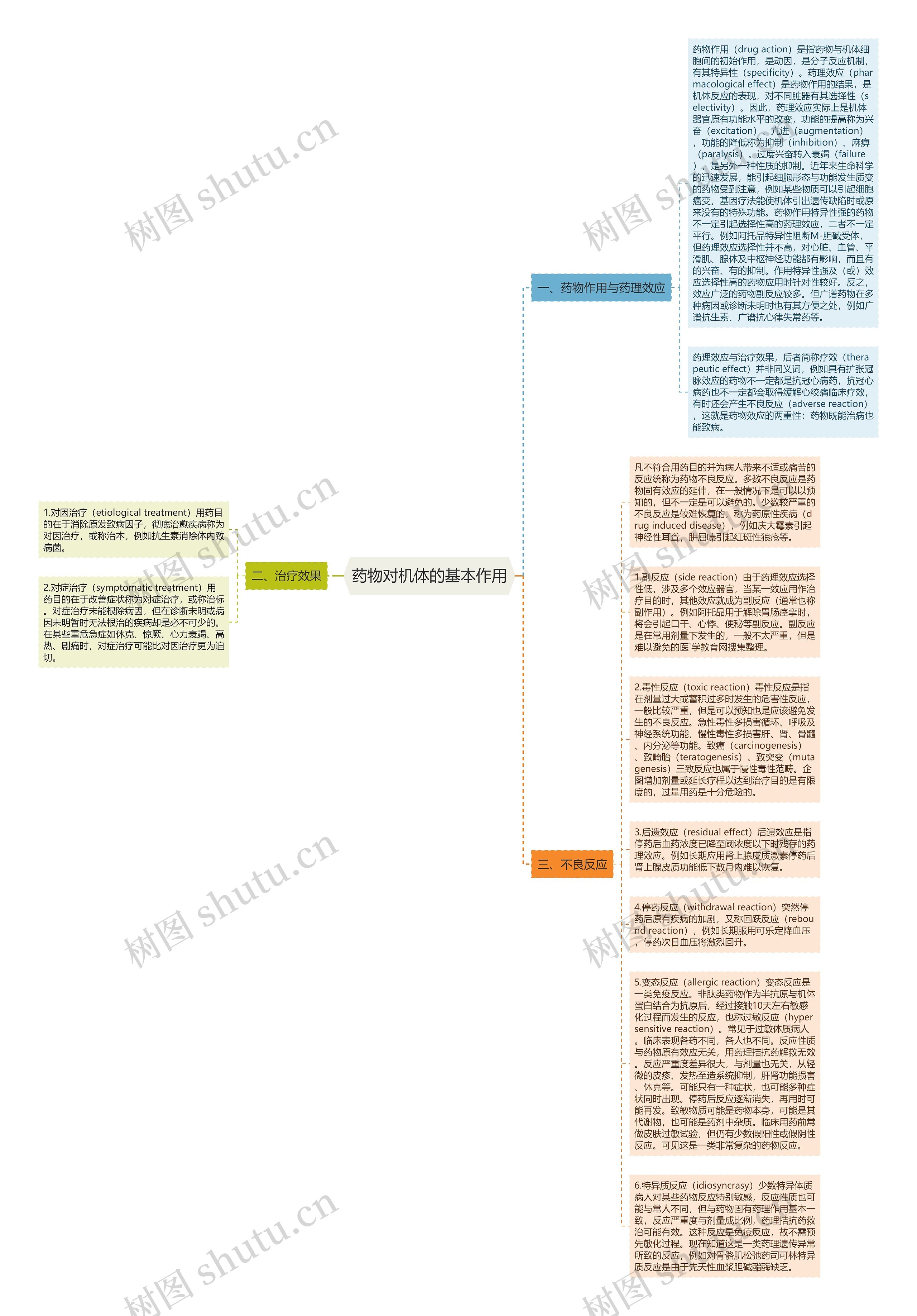 药物对机体的基本作用思维导图