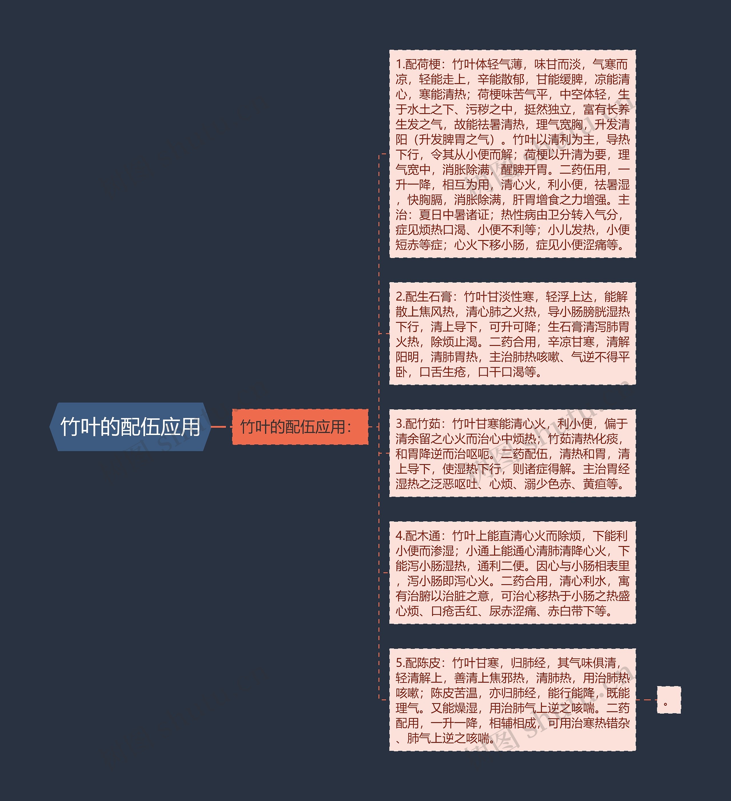 竹叶的配伍应用思维导图