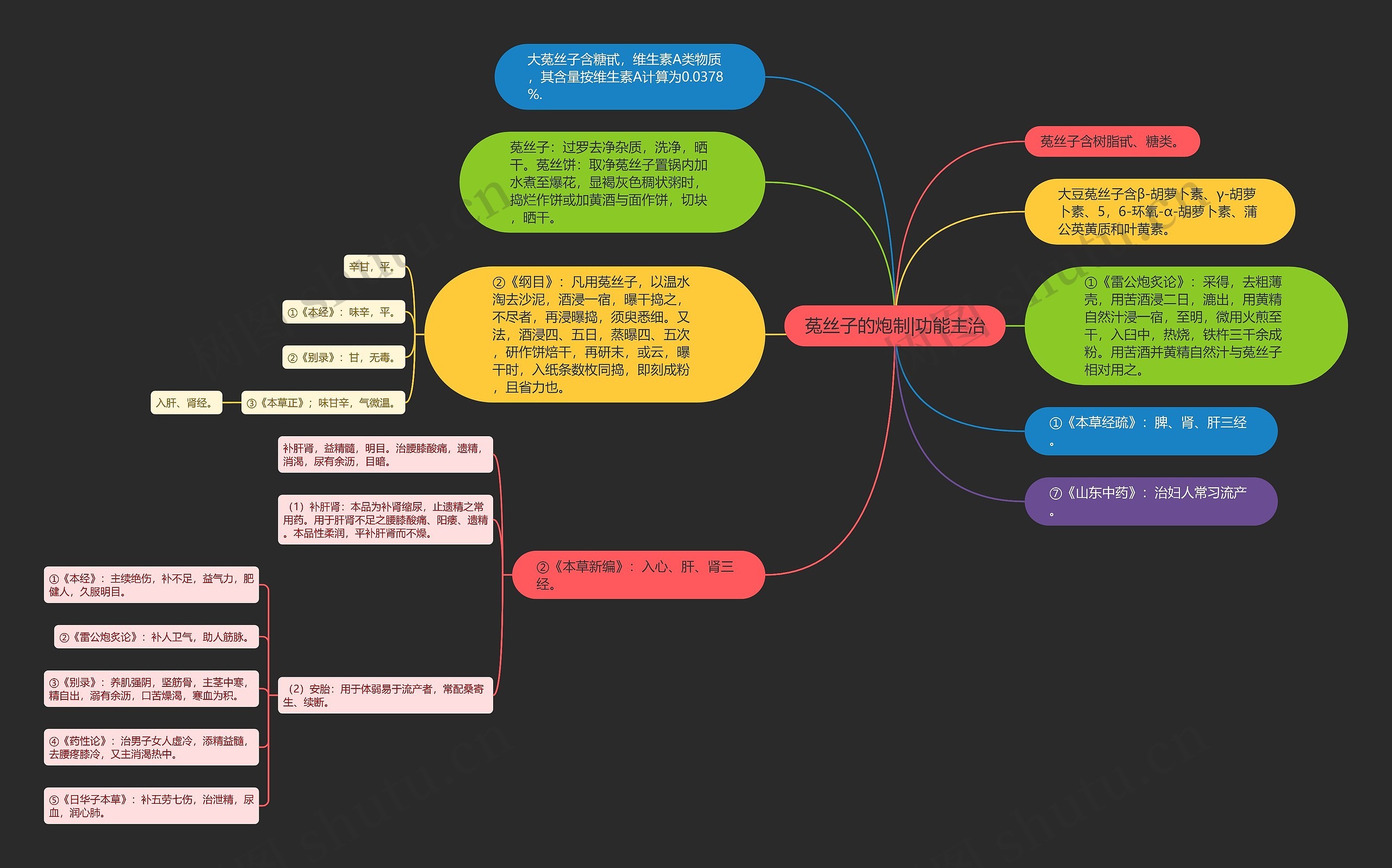 菟丝子的炮制|功能主治思维导图