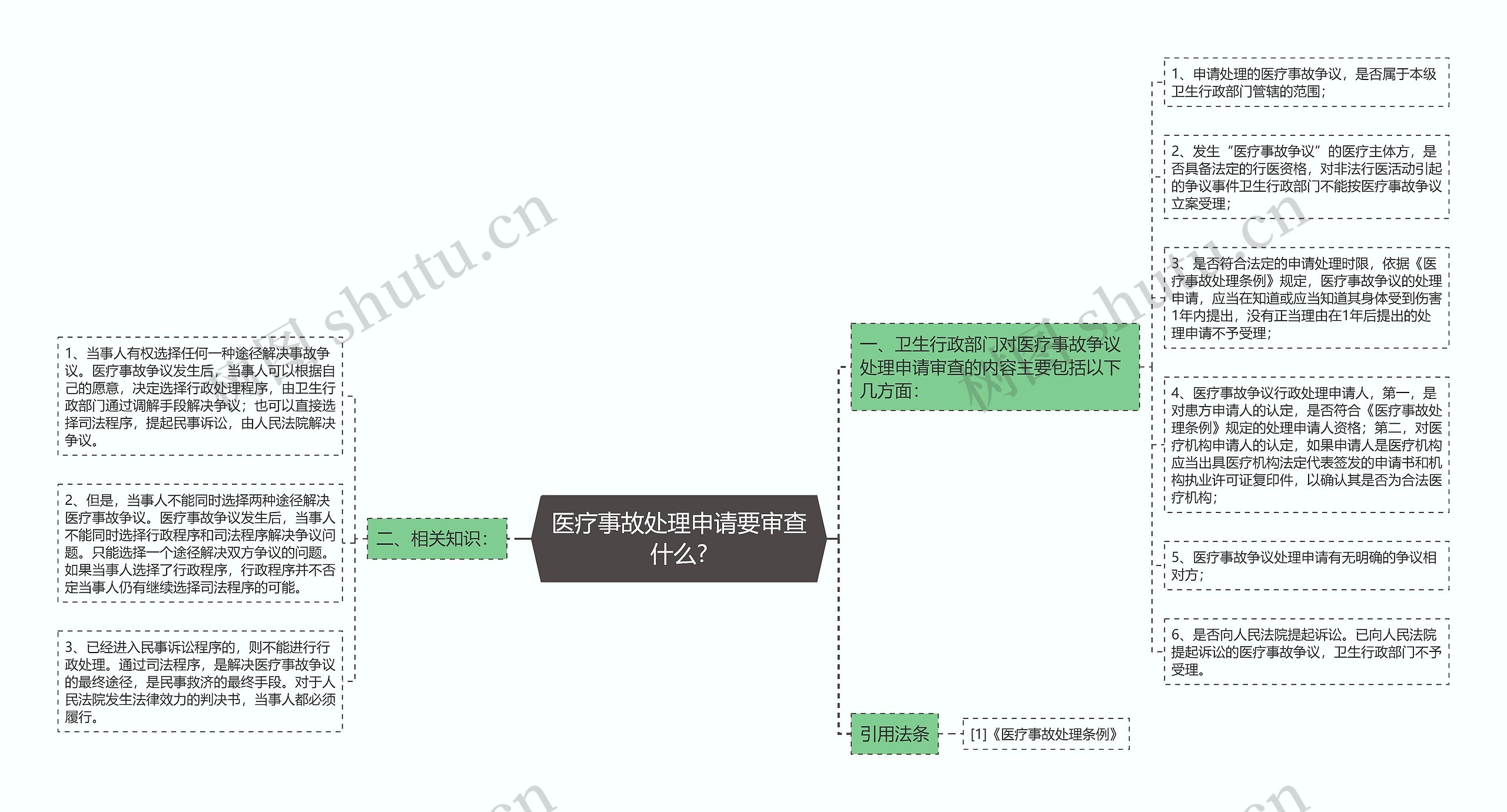 医疗事故处理申请要审查什么?思维导图