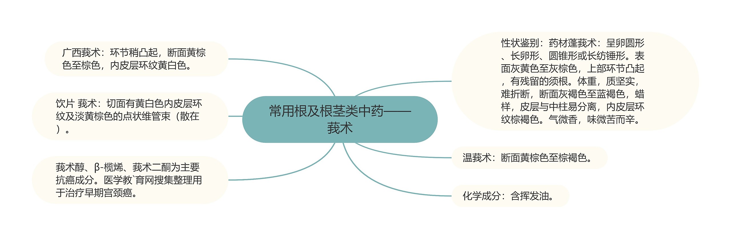 常用根及根茎类中药——莪术思维导图