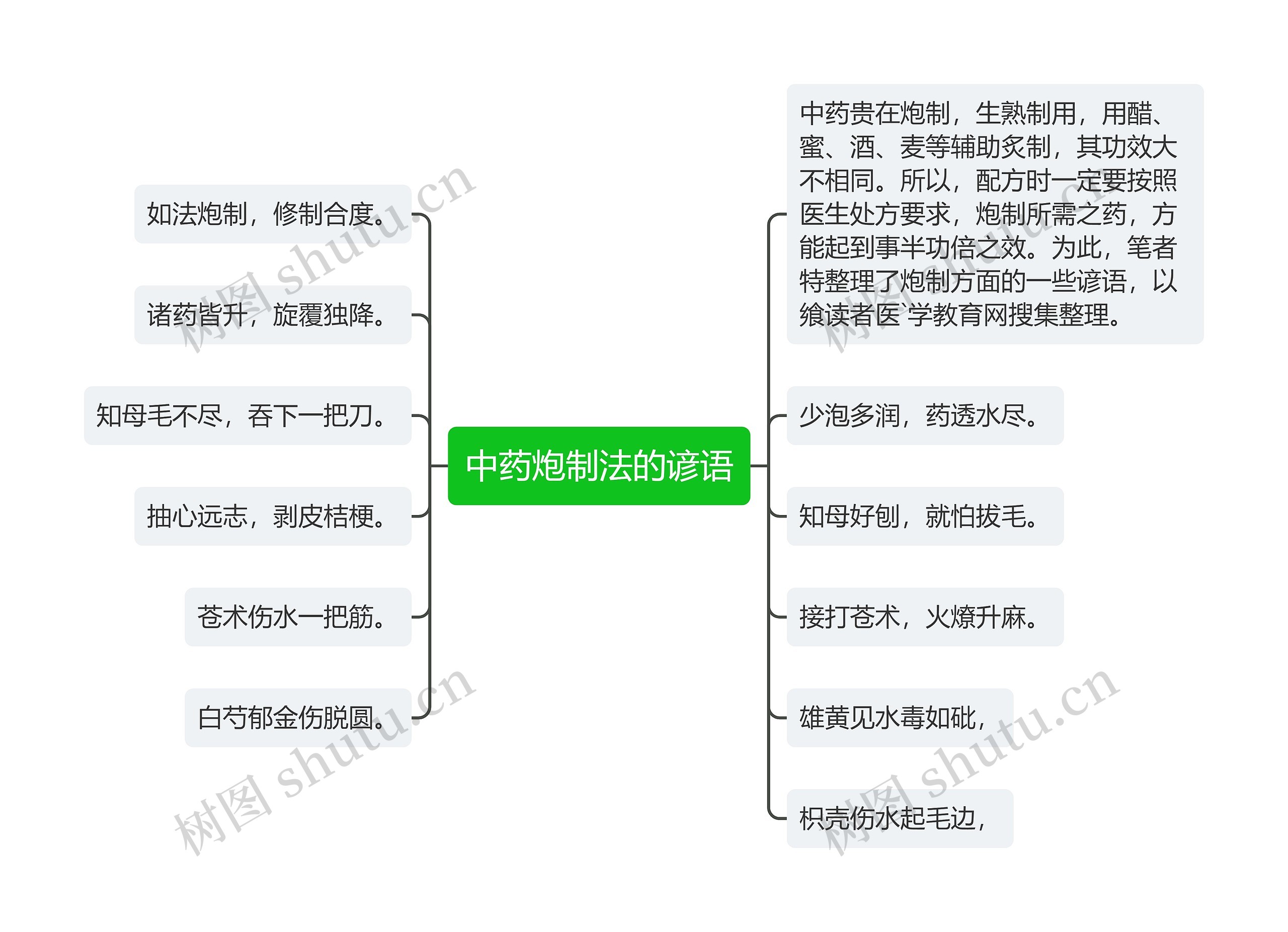 中药炮制法的谚语思维导图