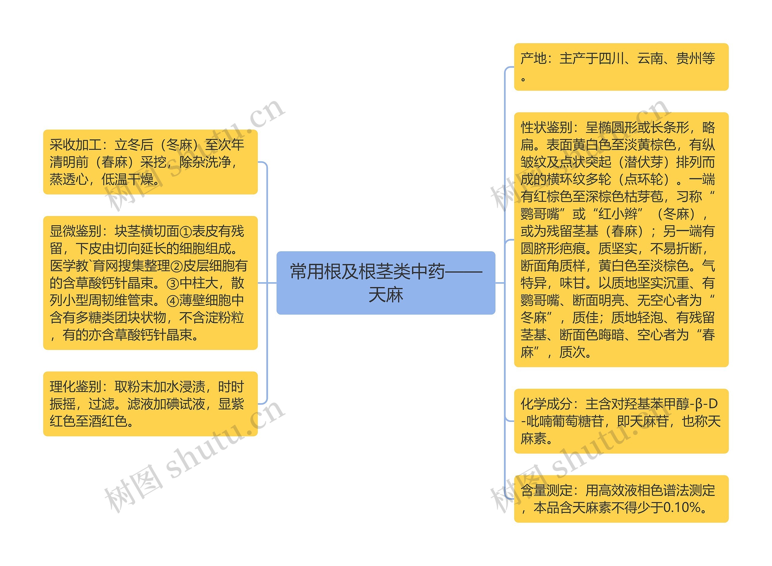 常用根及根茎类中药——天麻思维导图