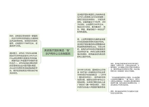 美资医疗国际集团“吞”京沪两所公立改制医院