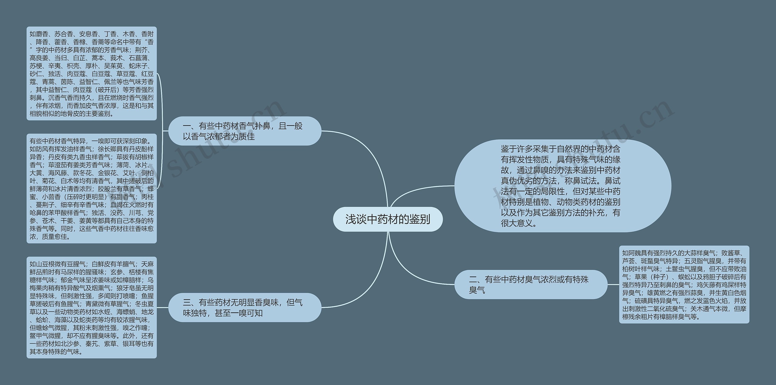 浅谈中药材的鉴别思维导图