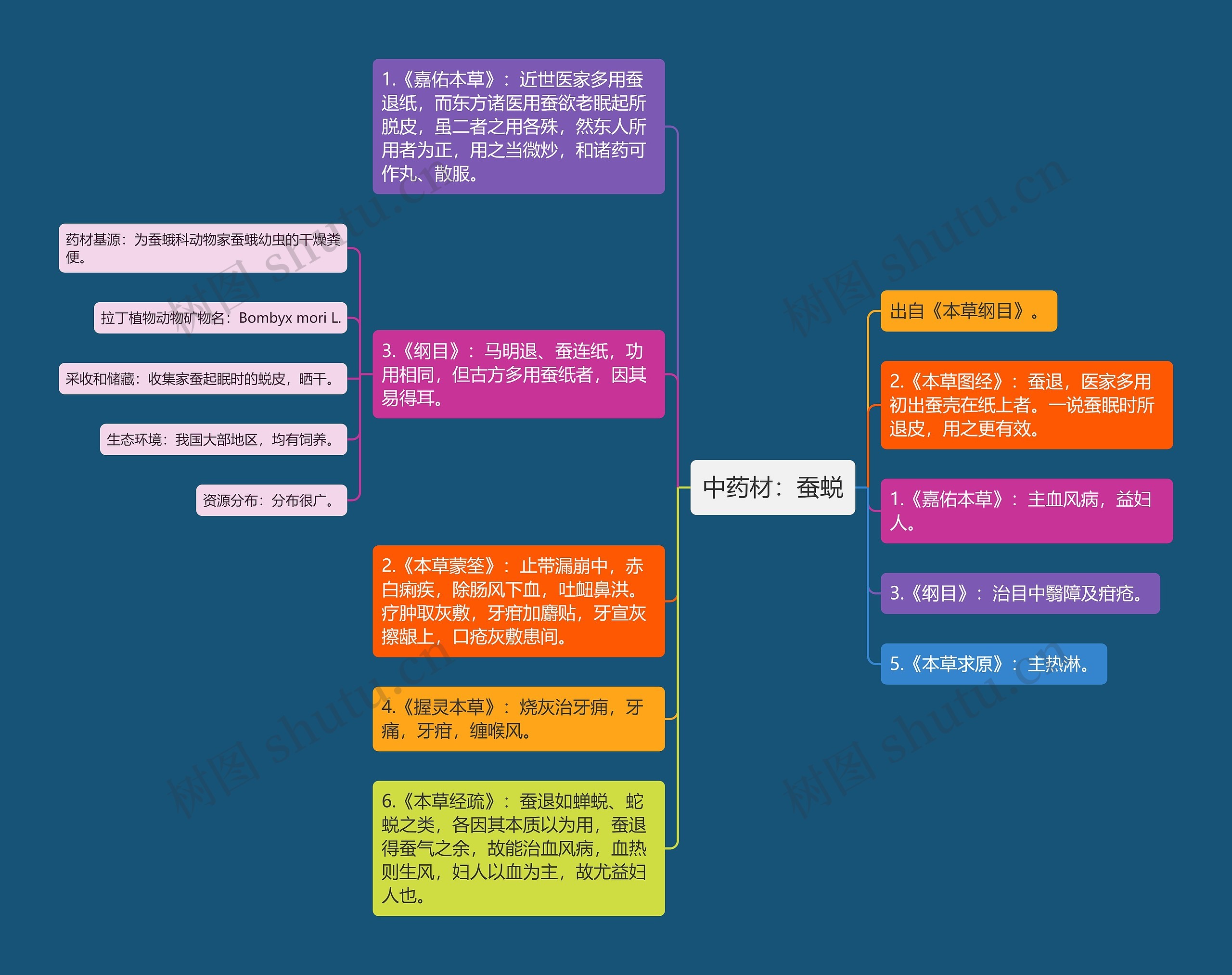 中药材：蚕蜕思维导图