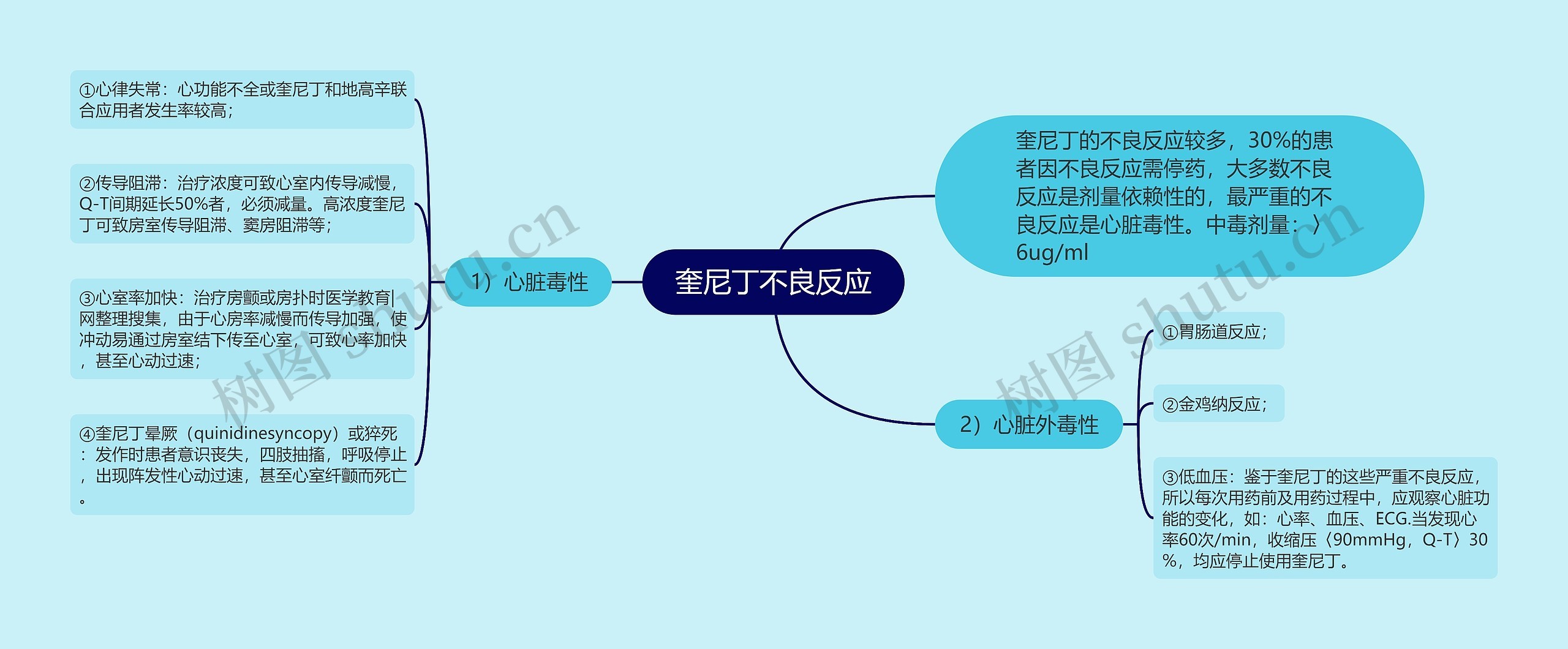 奎尼丁不良反应思维导图