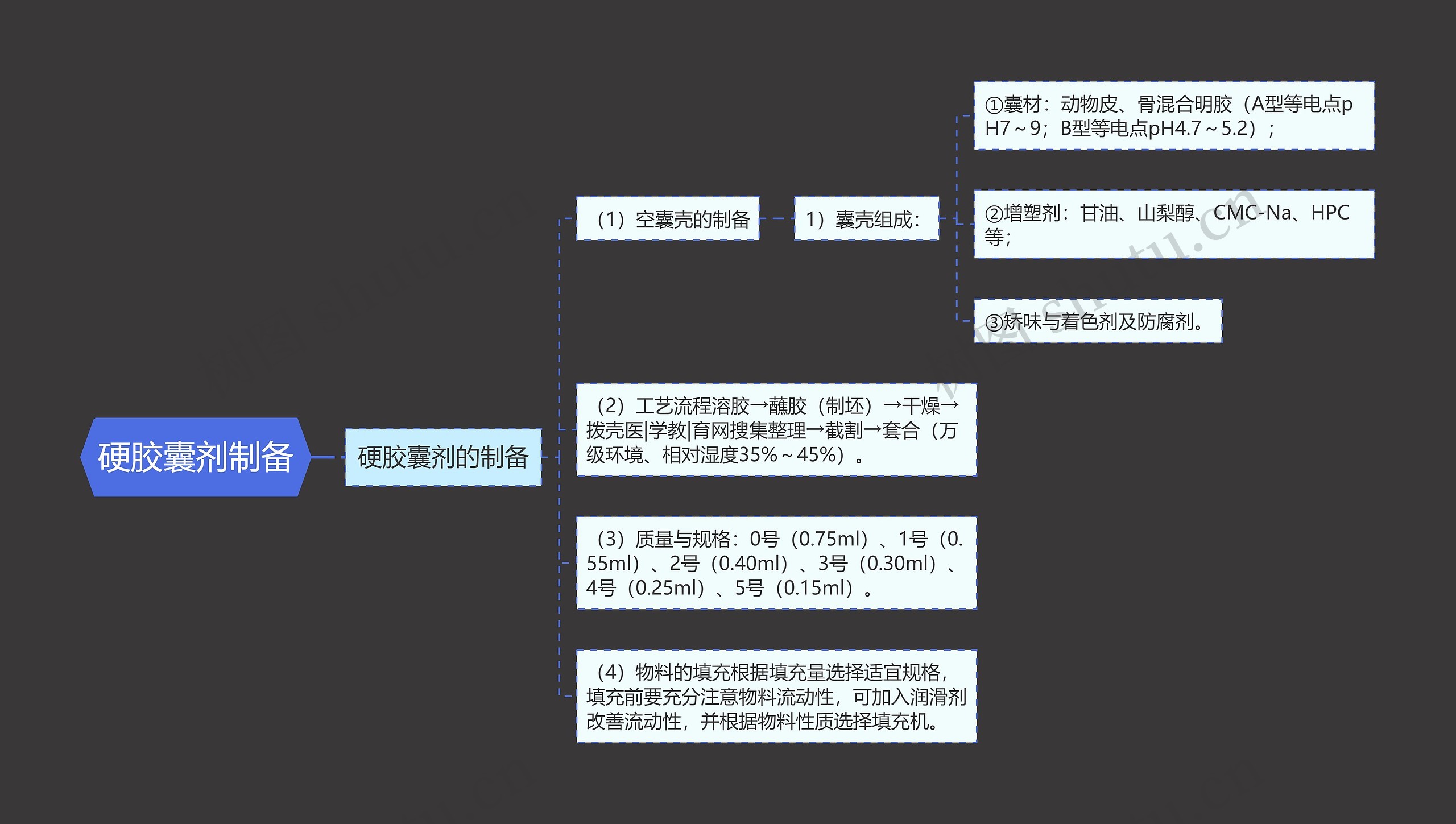 硬胶囊剂制备思维导图