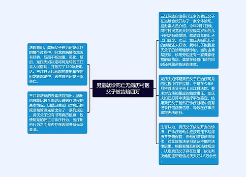 男童就诊死亡无病历村医父子被告赔四万