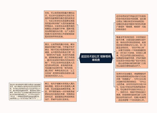 适宜技术进社区 缓解看病难和贵