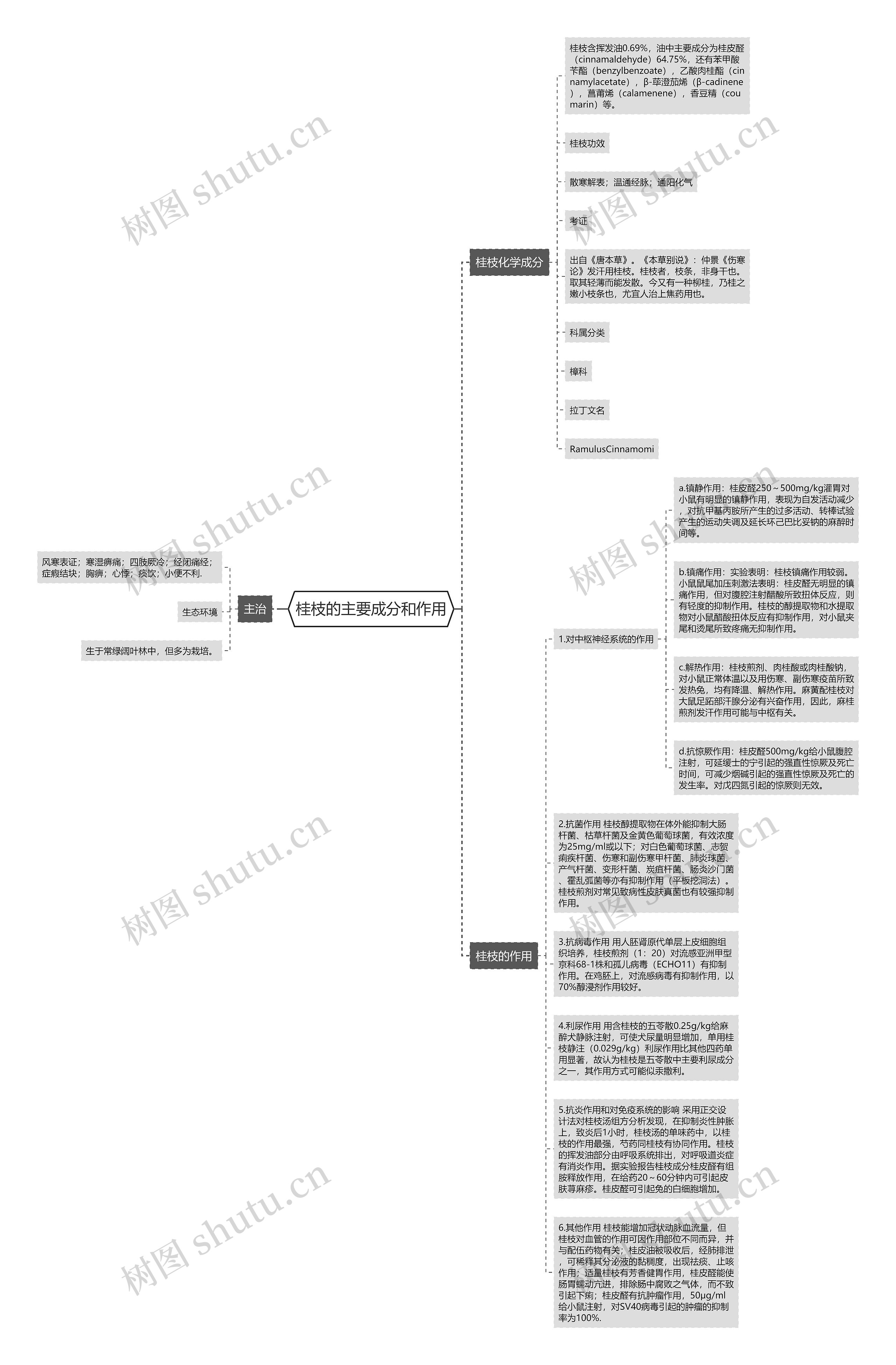 桂枝的主要成分和作用思维导图