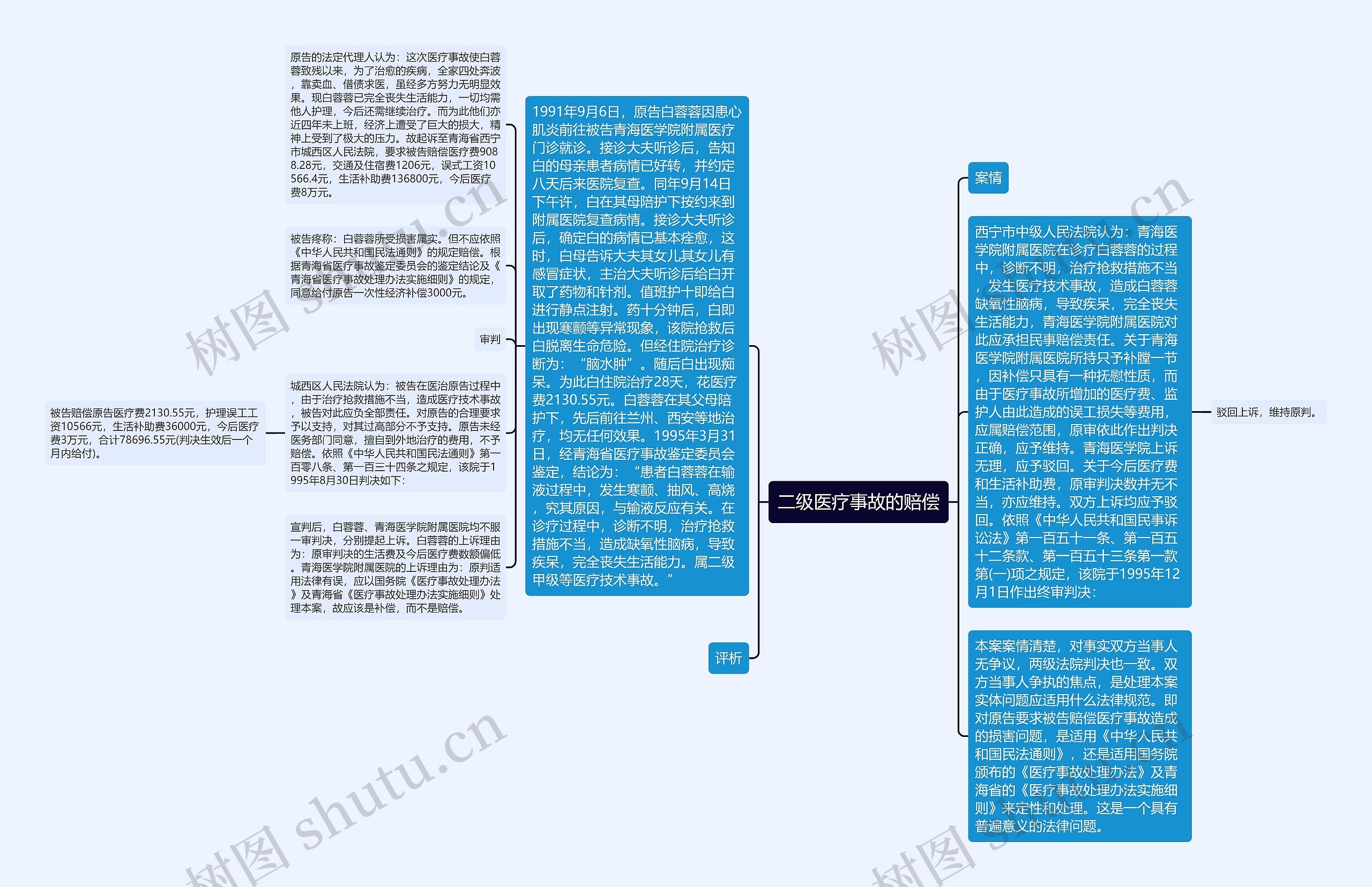 二级医疗事故的赔偿思维导图