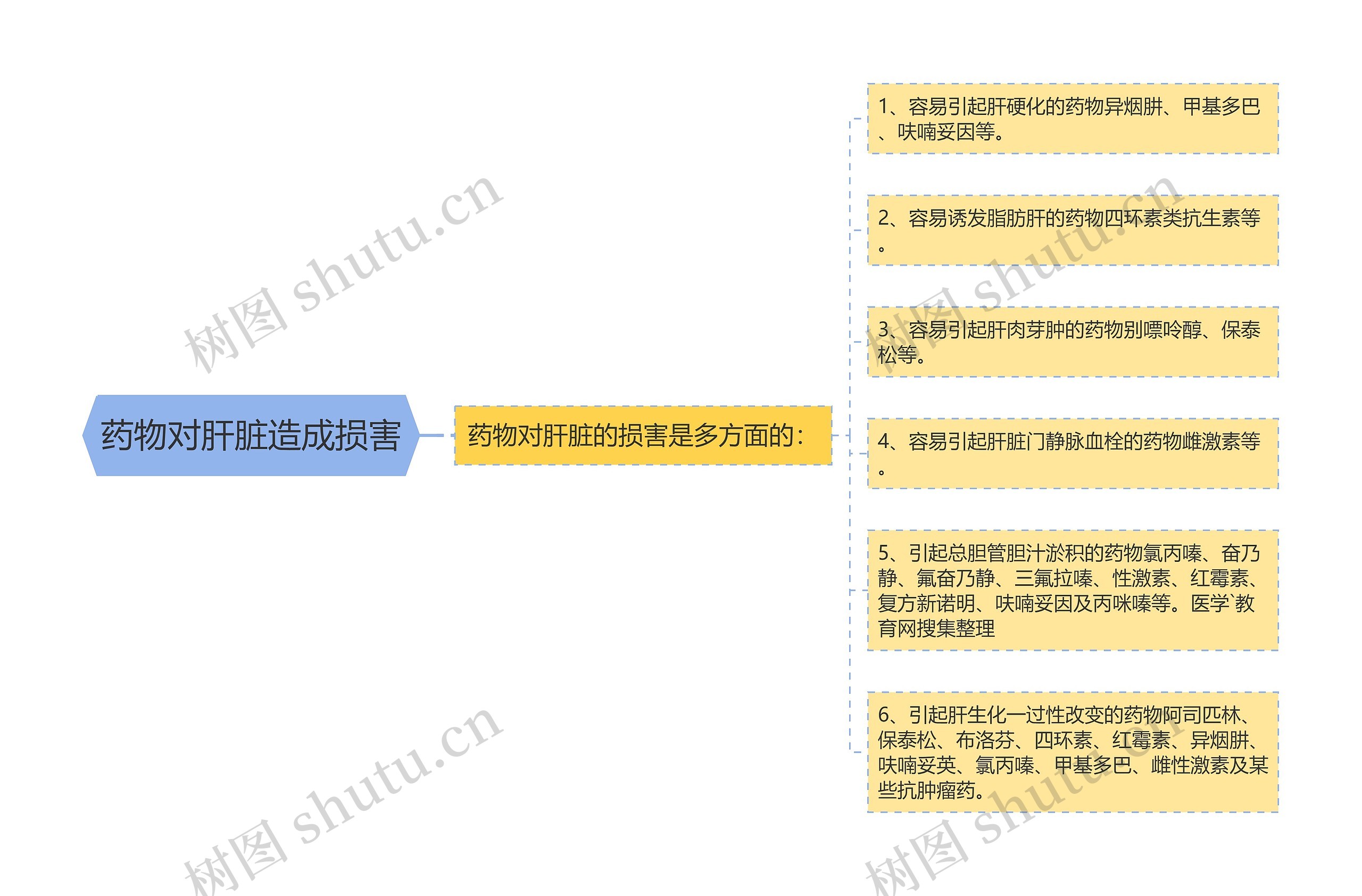 药物对肝脏造成损害思维导图