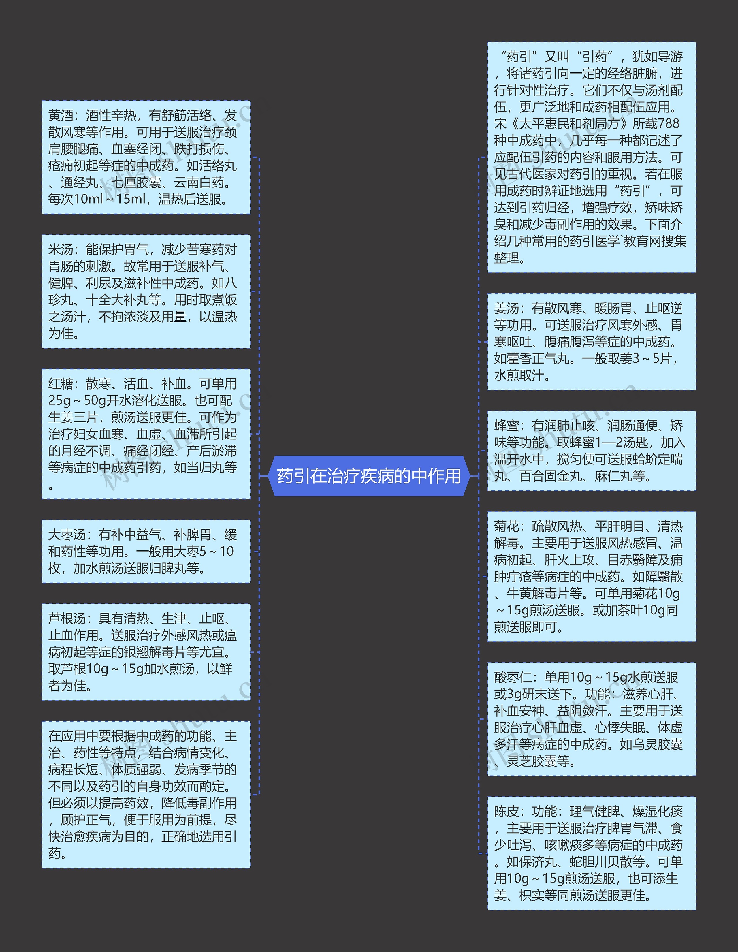 药引在治疗疾病的中作用思维导图