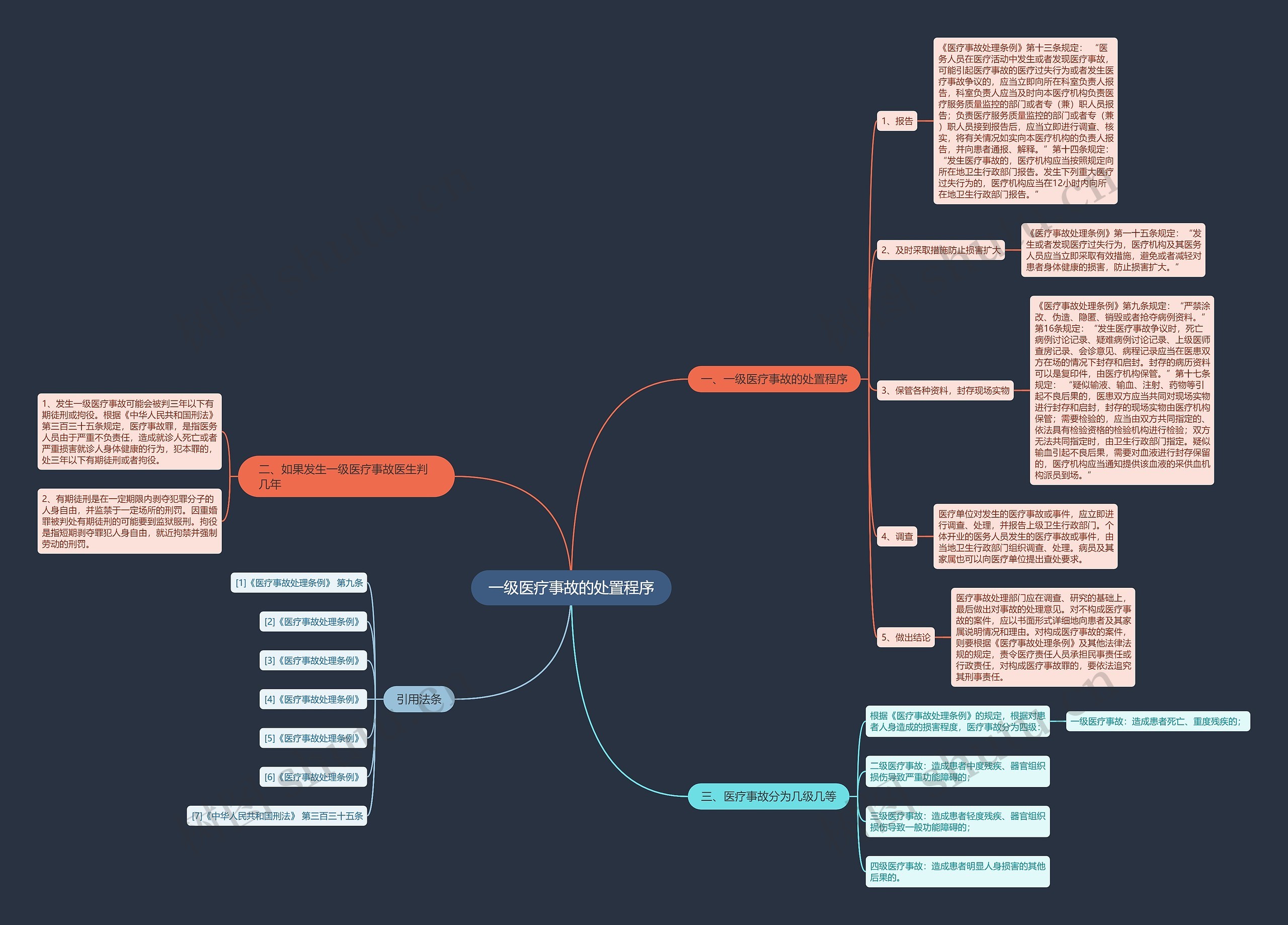 一级医疗事故的处置程序思维导图