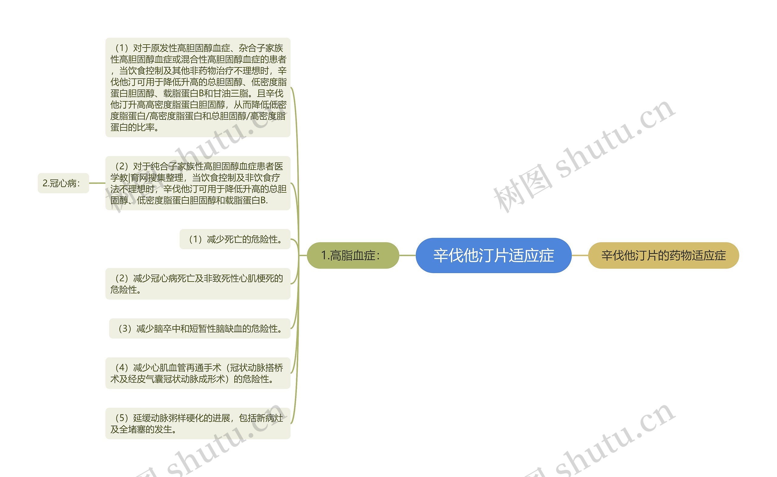 辛伐他汀片适应症思维导图