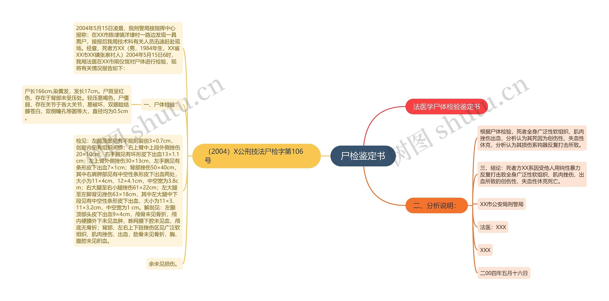 尸检鉴定书思维导图