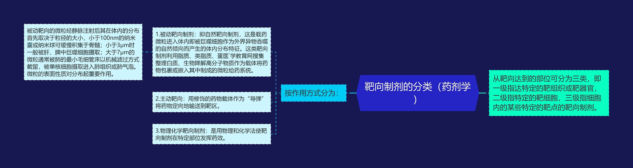 靶向制剂的分类（药剂学）思维导图