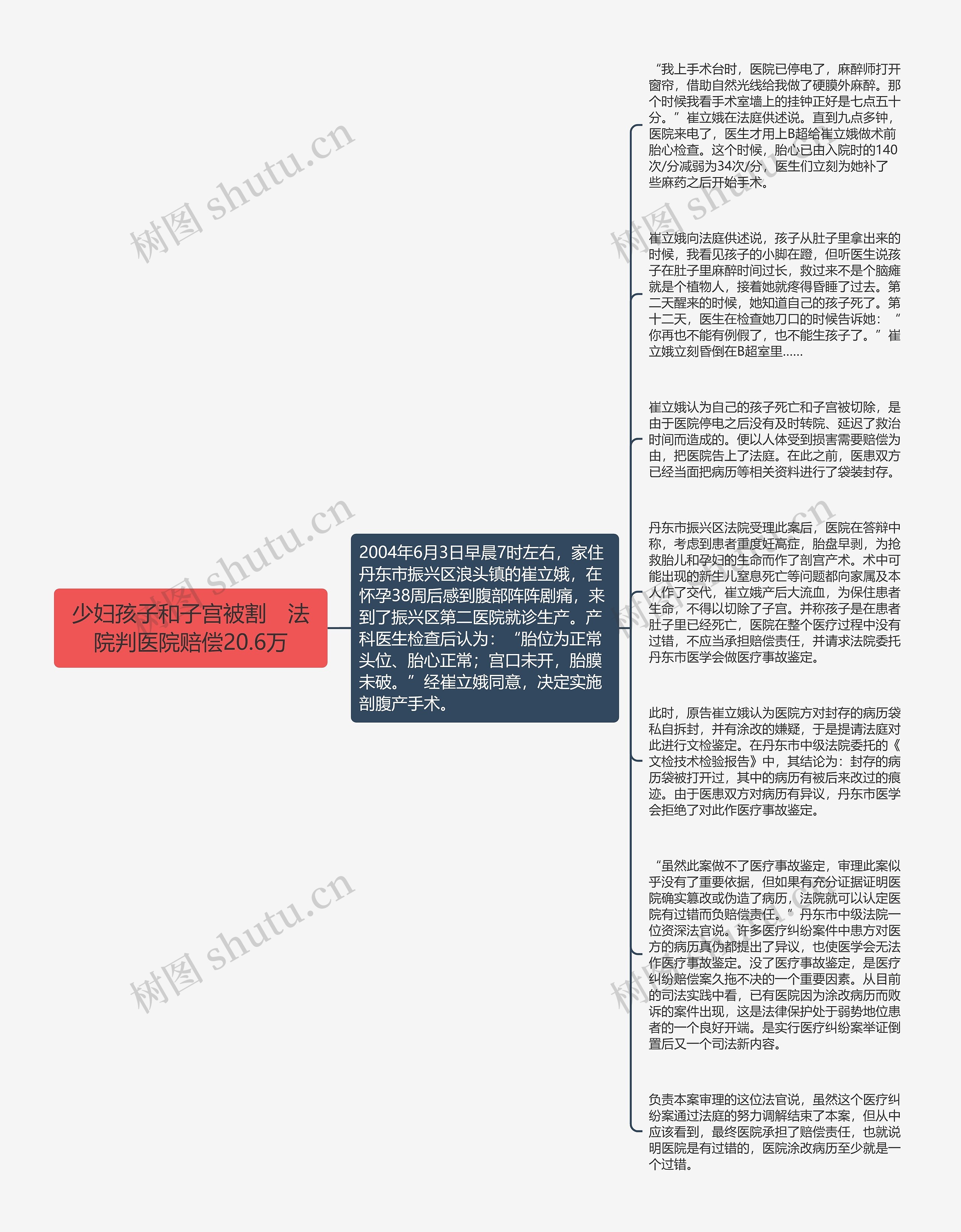 少妇孩子和子宫被割　法院判医院赔偿20.6万思维导图