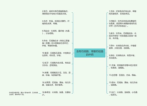 含有石细胞、草酸钙结晶的中药