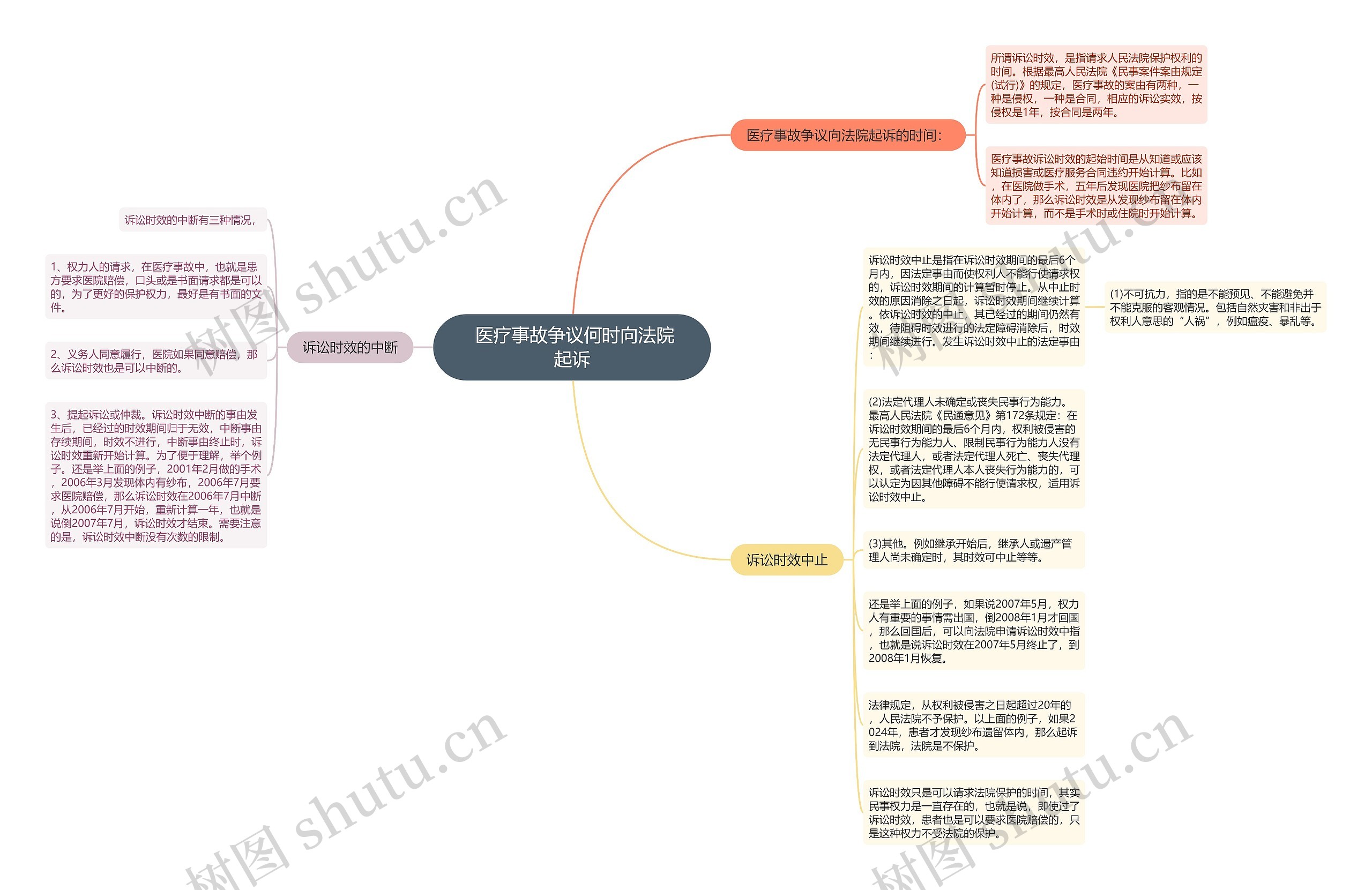  医疗事故争议何时向法院起诉思维导图