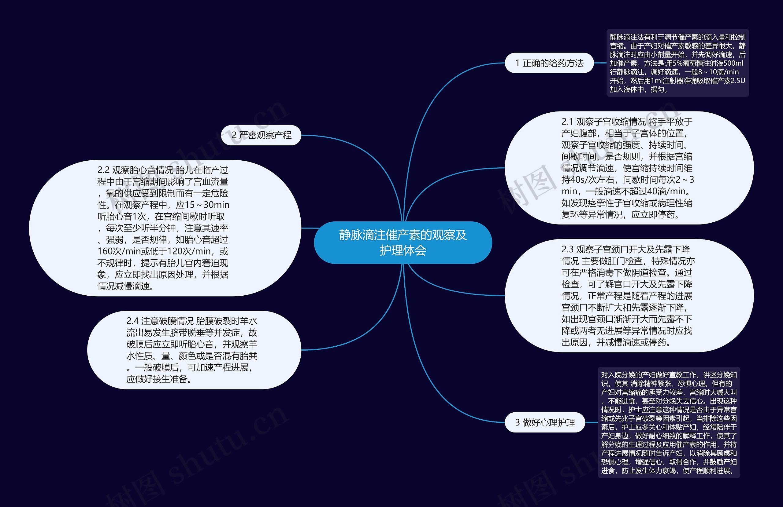 静脉滴注催产素的观察及护理体会思维导图