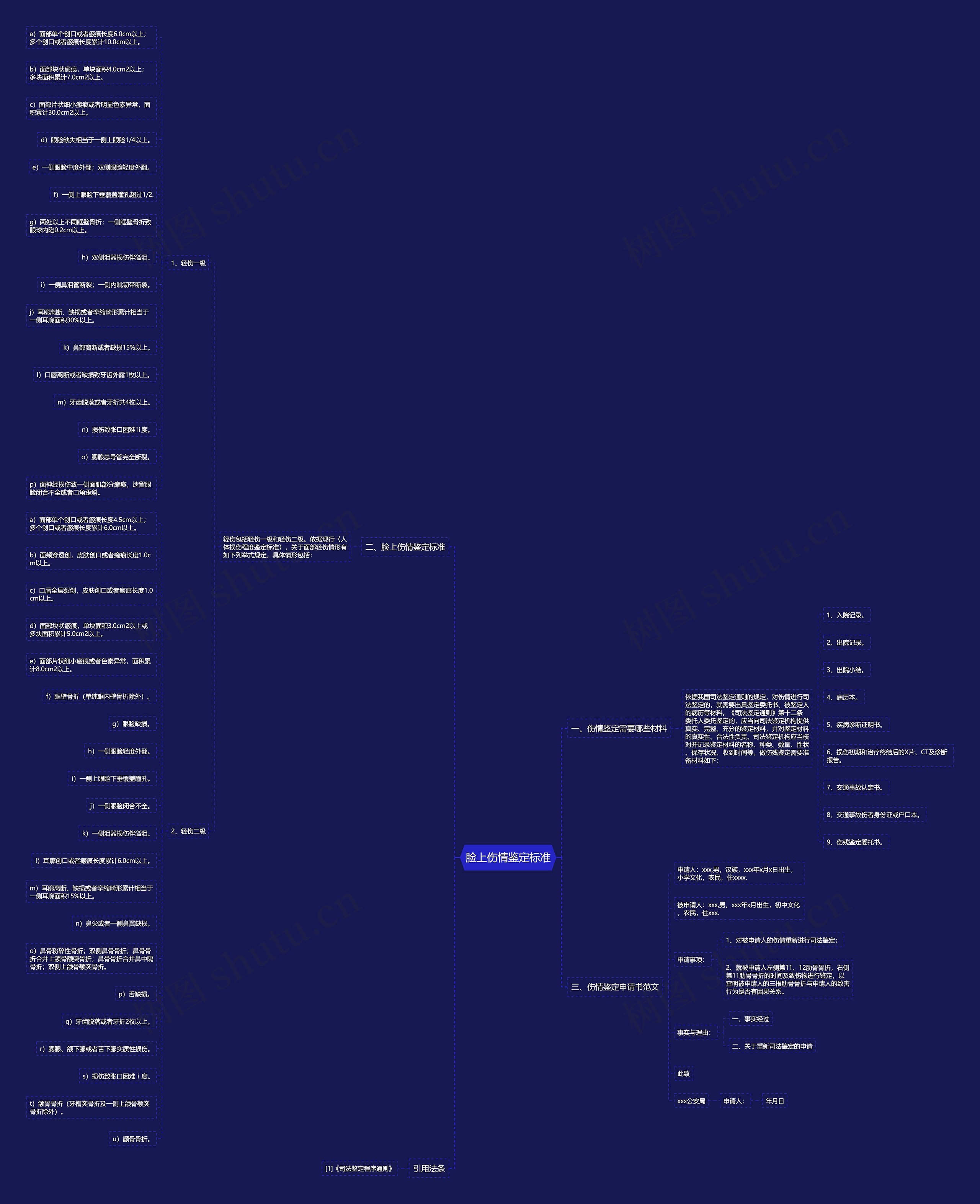 脸上伤情鉴定标准思维导图