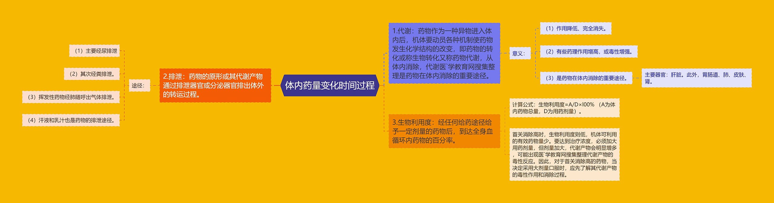 体内药量变化时间过程思维导图