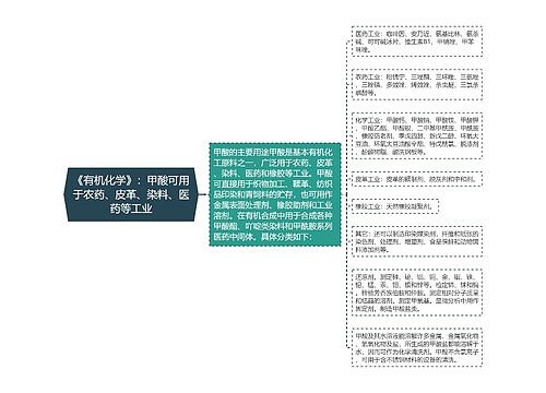 《有机化学》：甲酸可用于农药、皮革、染料、医药等工业